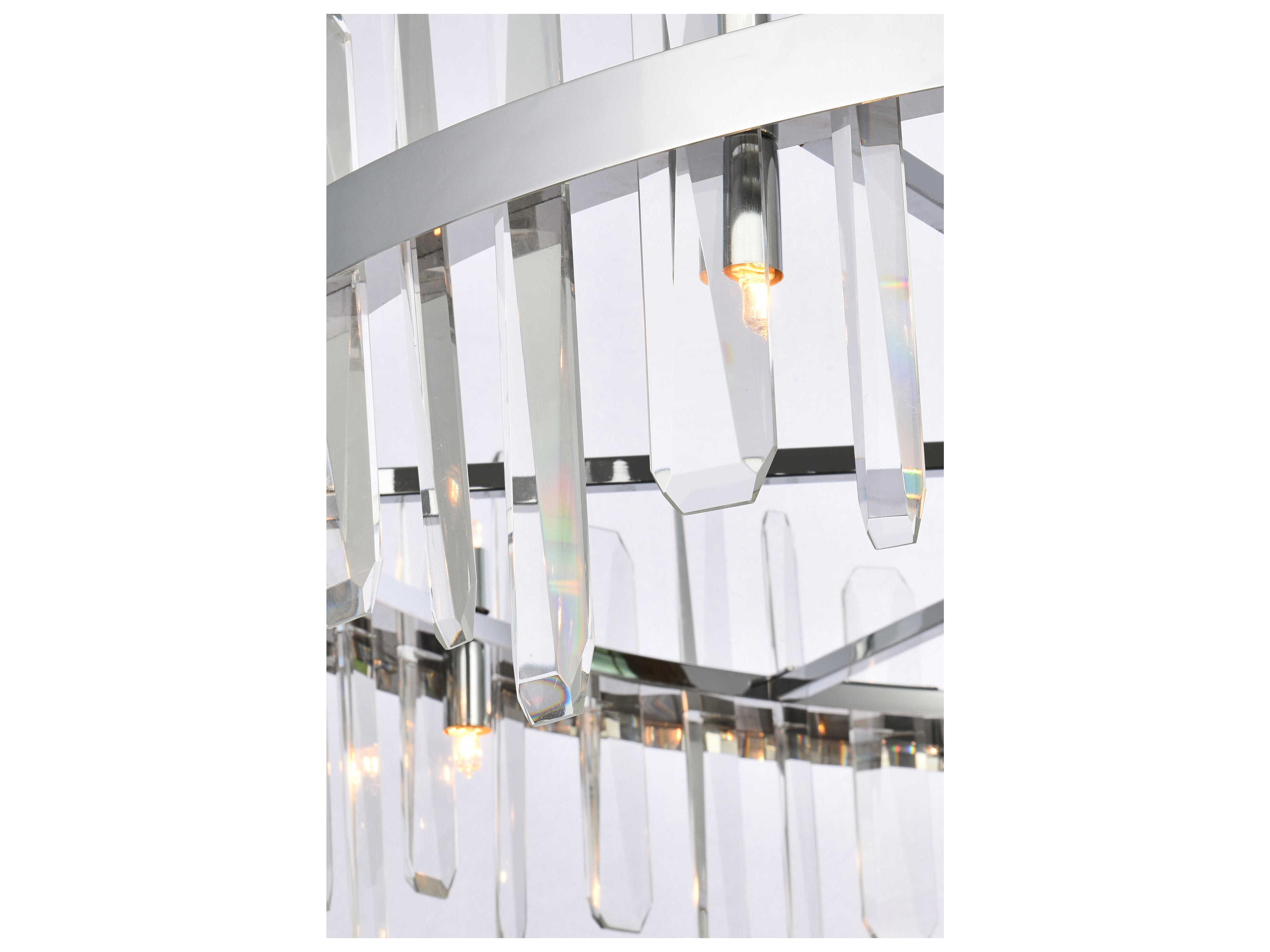 Elegant Lighting Serena 16-Light6-Light Chrome Crystal Linear Pendant