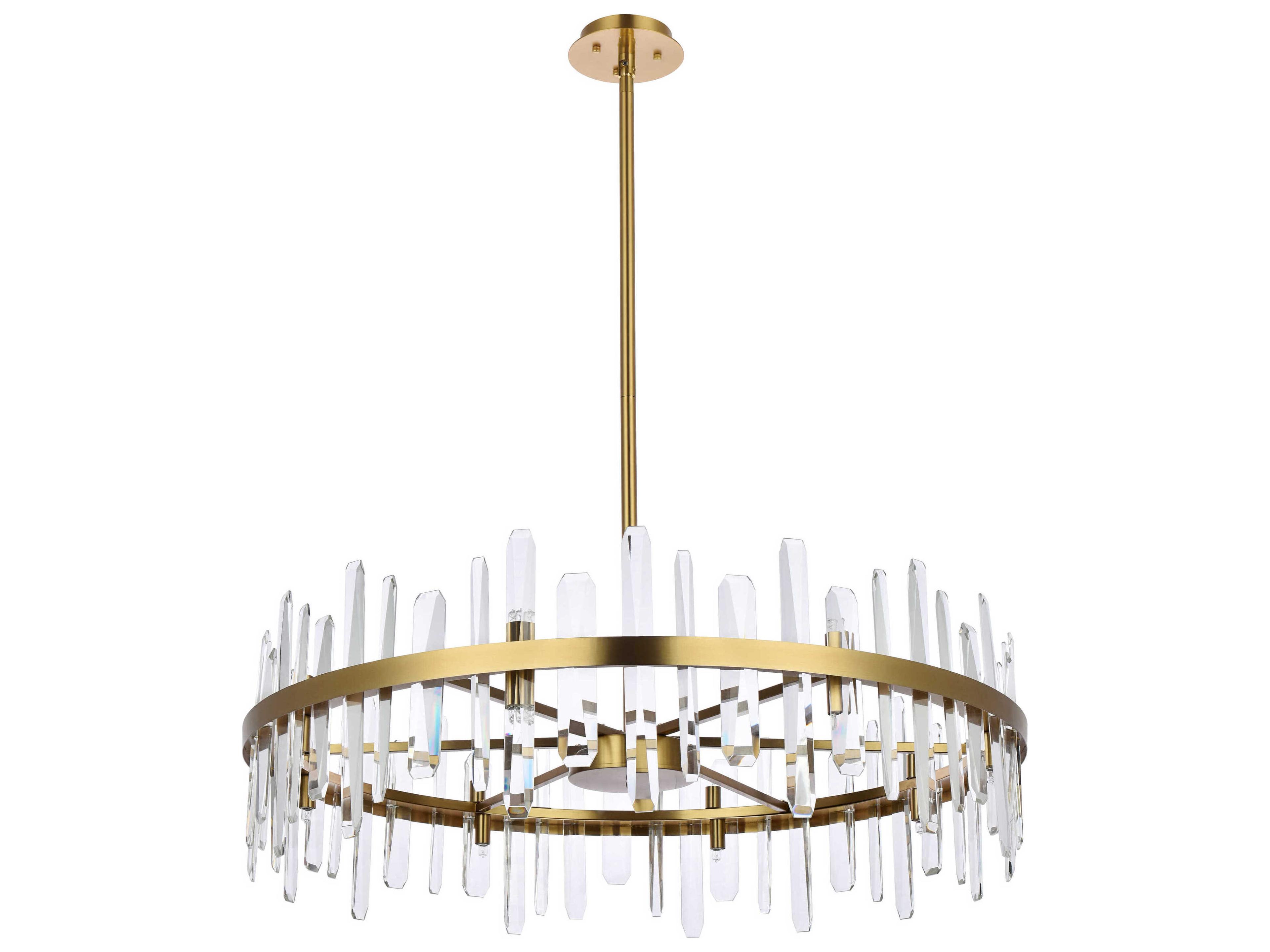 Elegant Lighting Serena 16-Light6-Light Satin Gold Crystal Linear Pendant