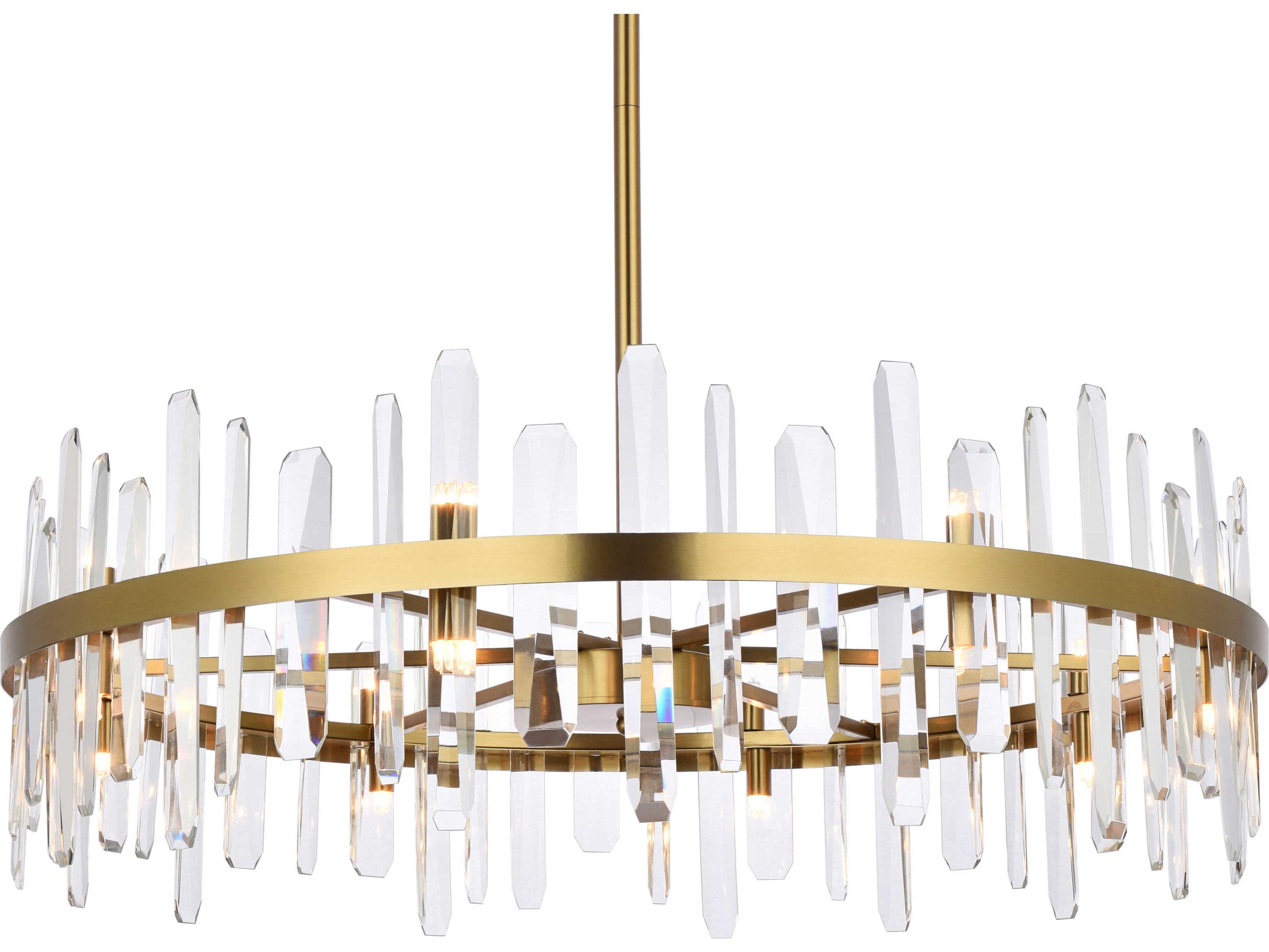 Elegant Lighting Serena 16-Light6-Light Satin Gold Crystal Linear Pendant