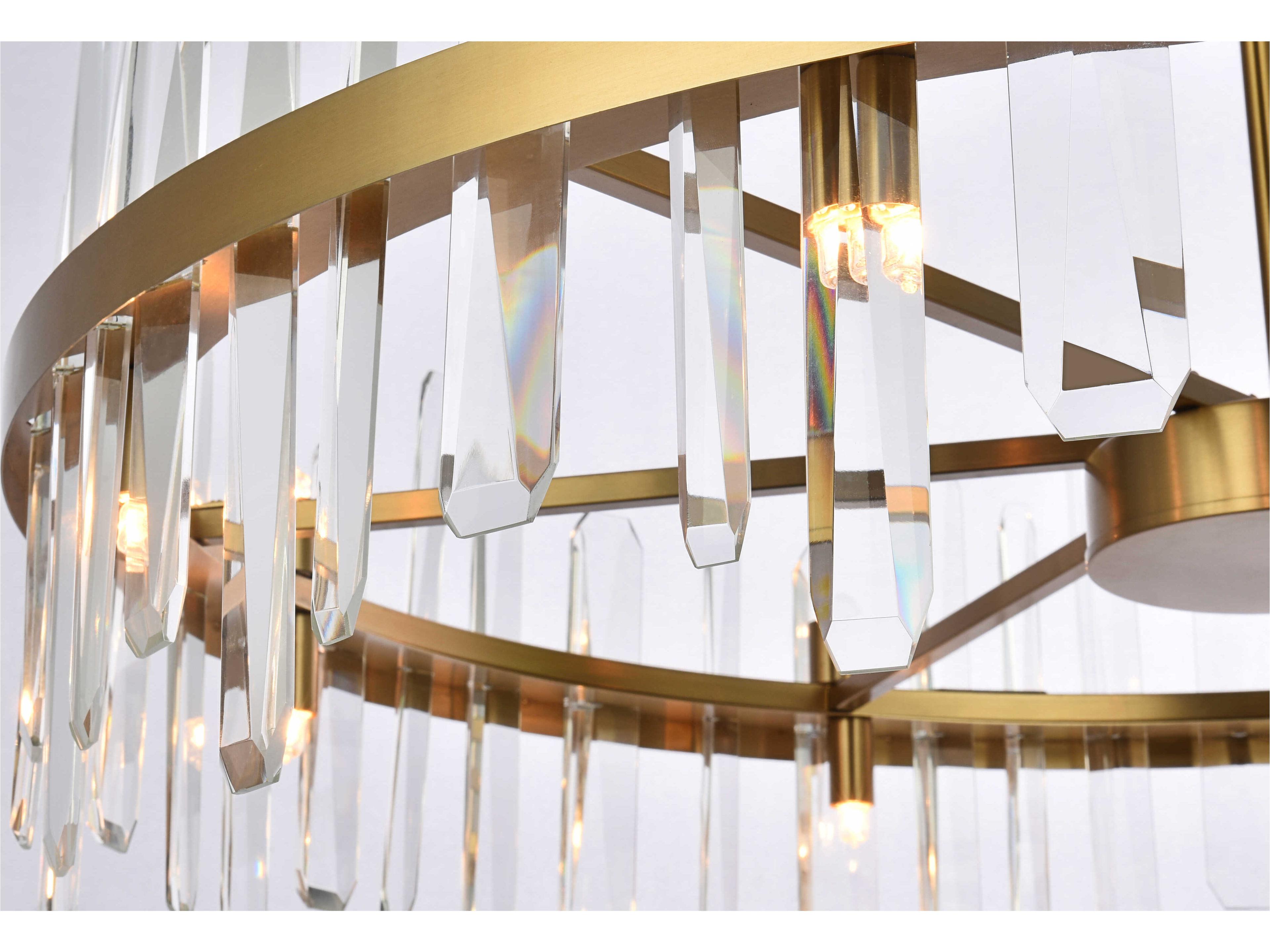 Elegant Lighting Serena 16-Light6-Light Satin Gold Crystal Linear Pendant
