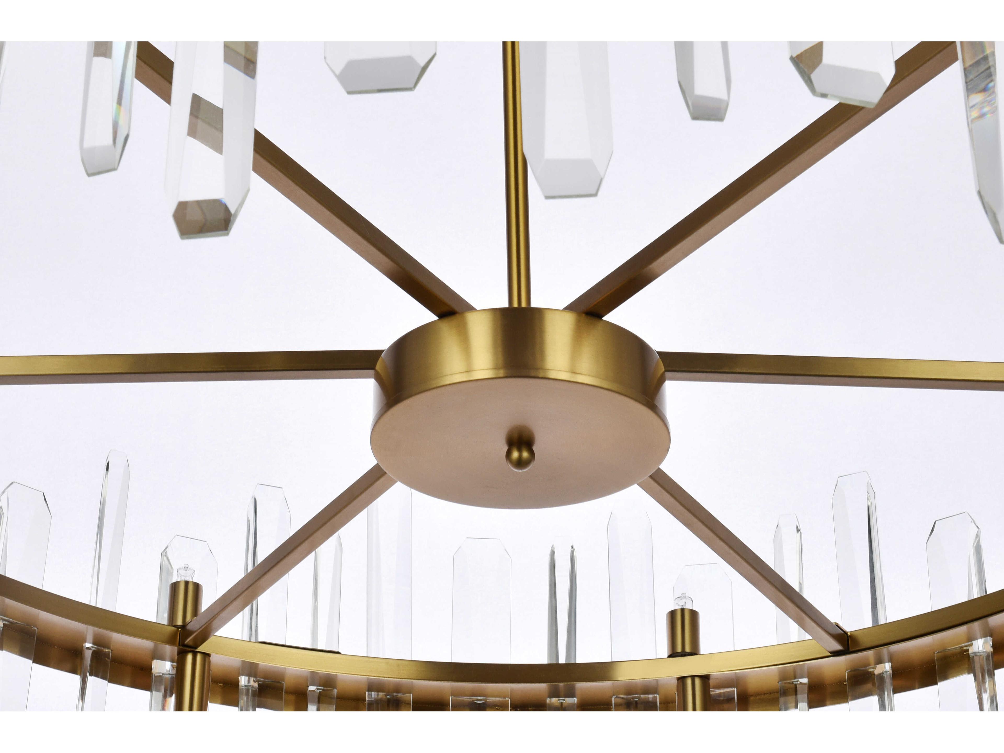 Elegant Lighting Serena 16-Light6-Light Satin Gold Crystal Linear Pendant