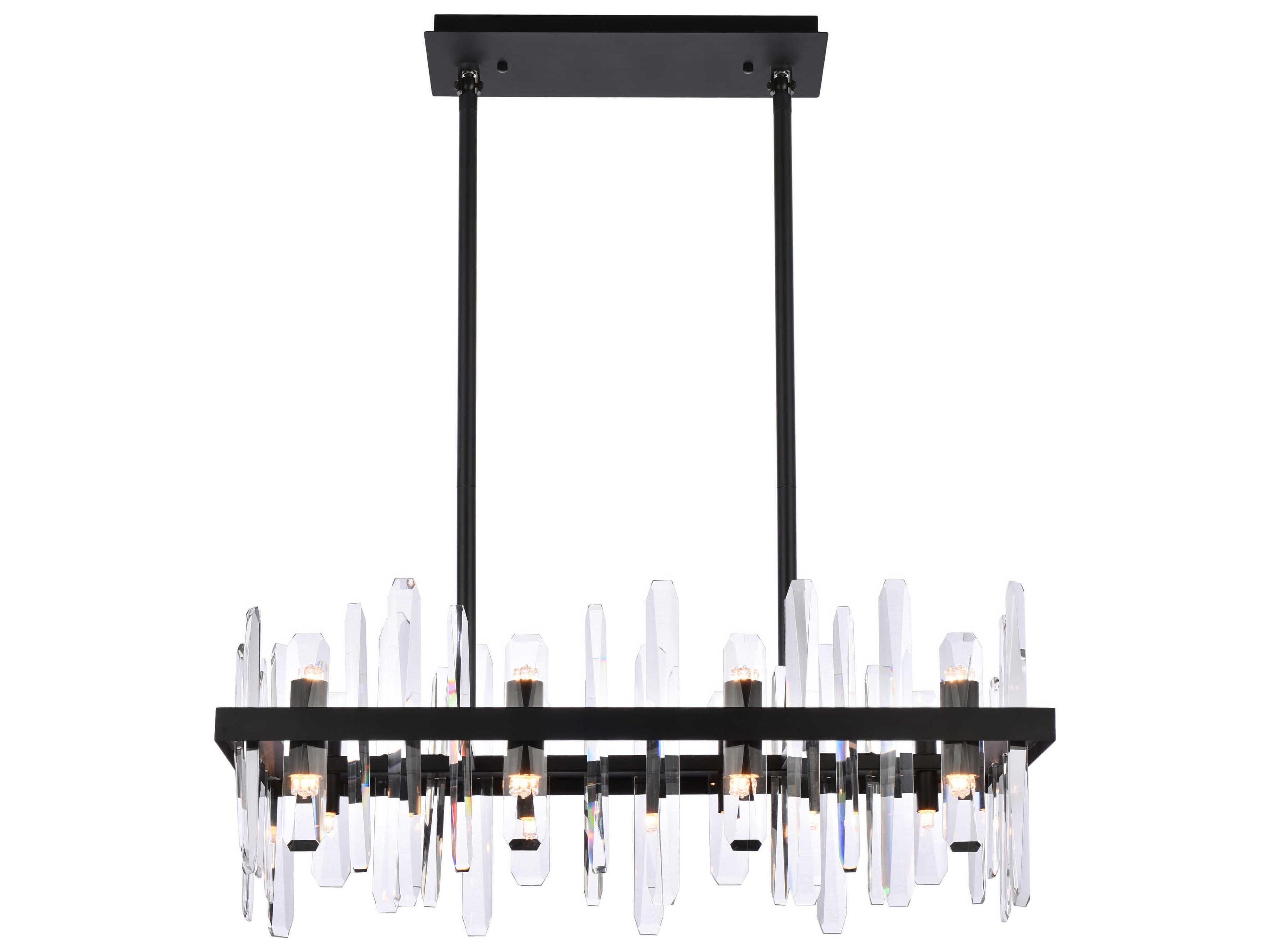 Serena 16-Light6-Light Black Crystal Linear Island Pendant