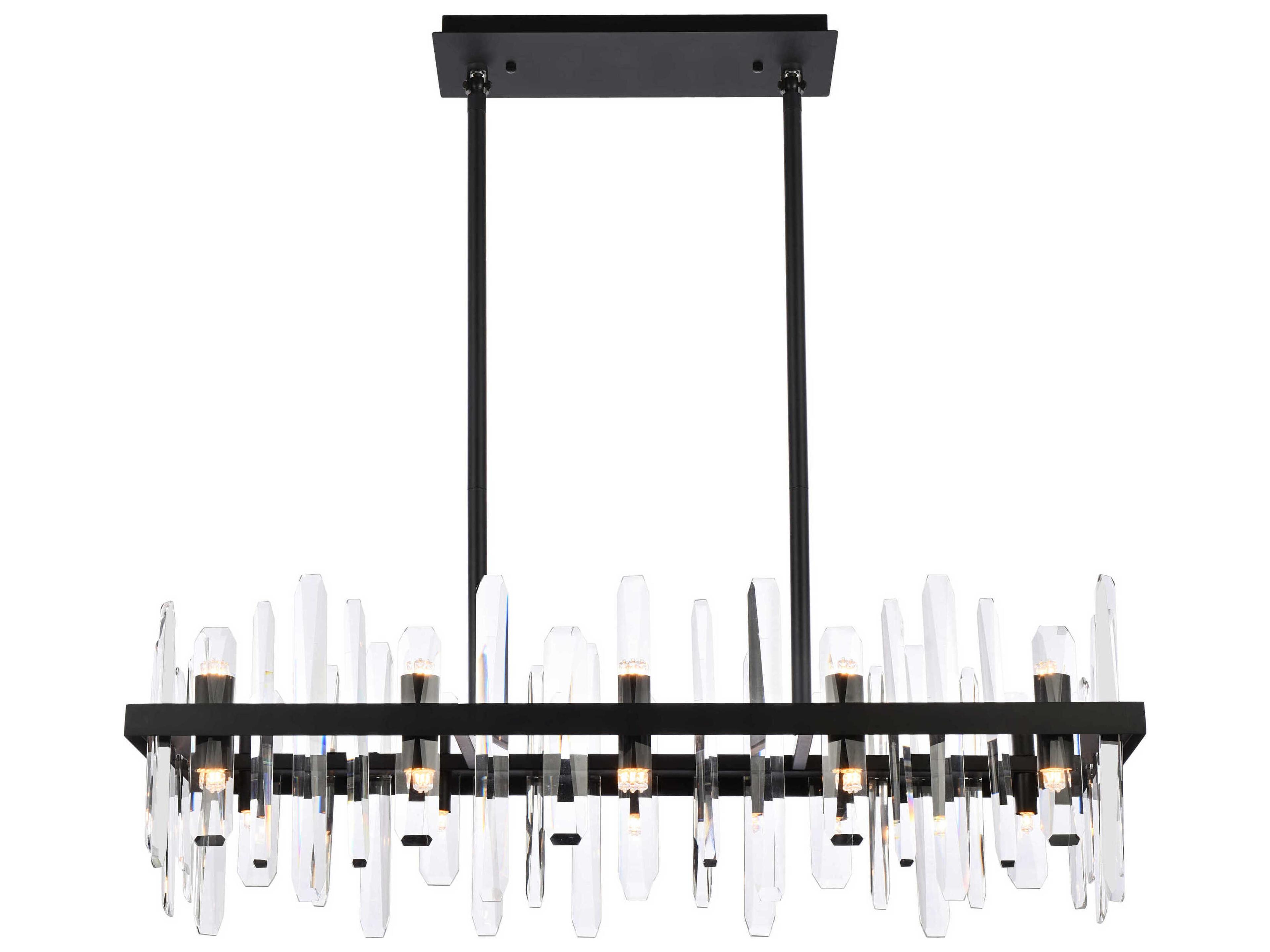 Serena 20-Light Black Crystal Linear Island Pendant