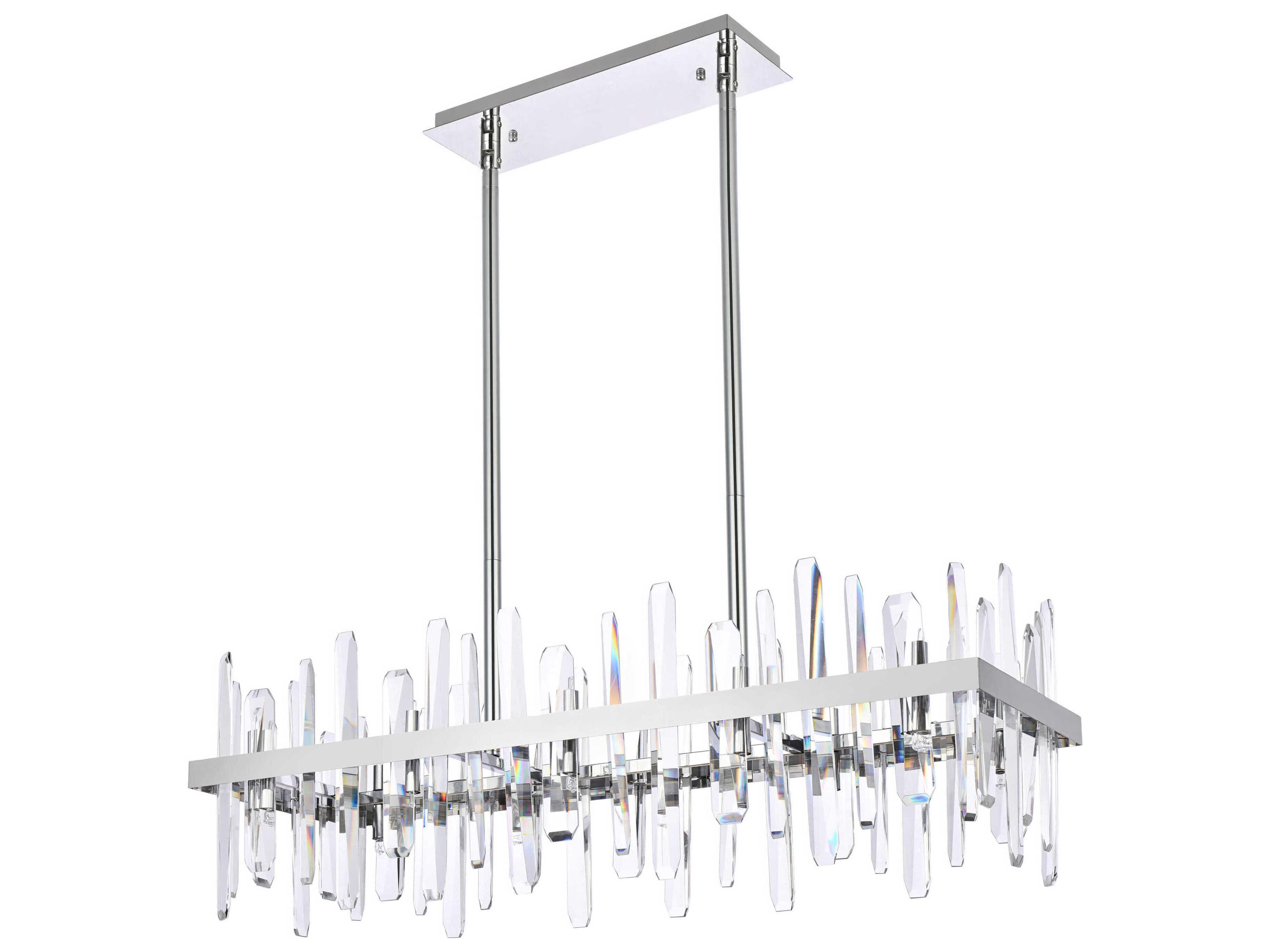 Elegant Lighting Serena 20-Light Chrome Crystal Linear Island Pendant