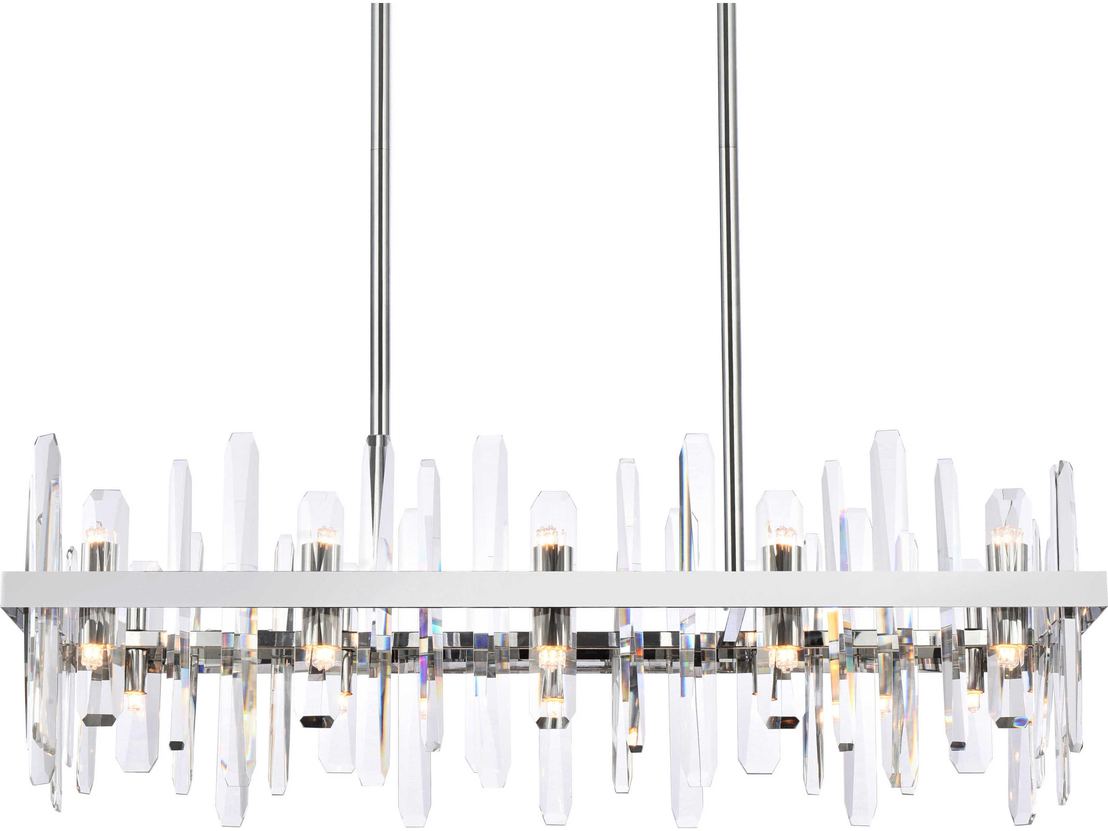 Elegant Lighting Serena 20-Light Chrome Crystal Linear Island Pendant