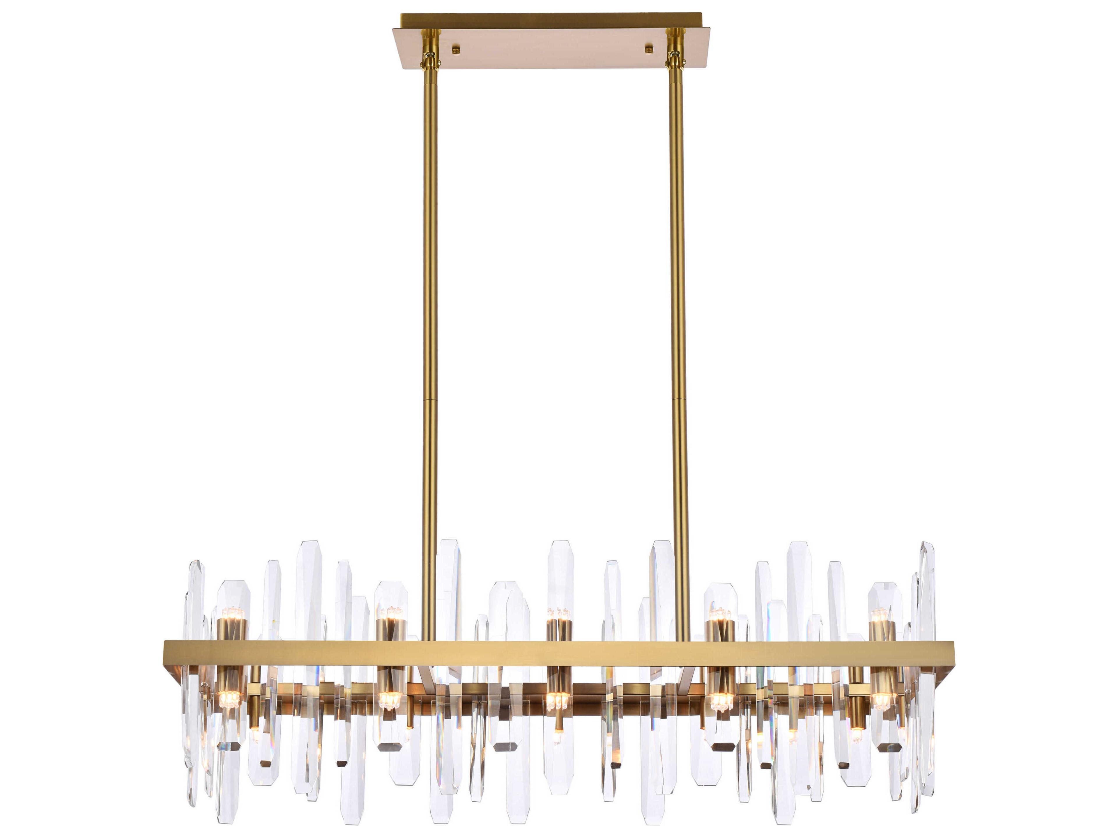 Serena 20-Light Satin Gold Crystal Linear Island Pendant