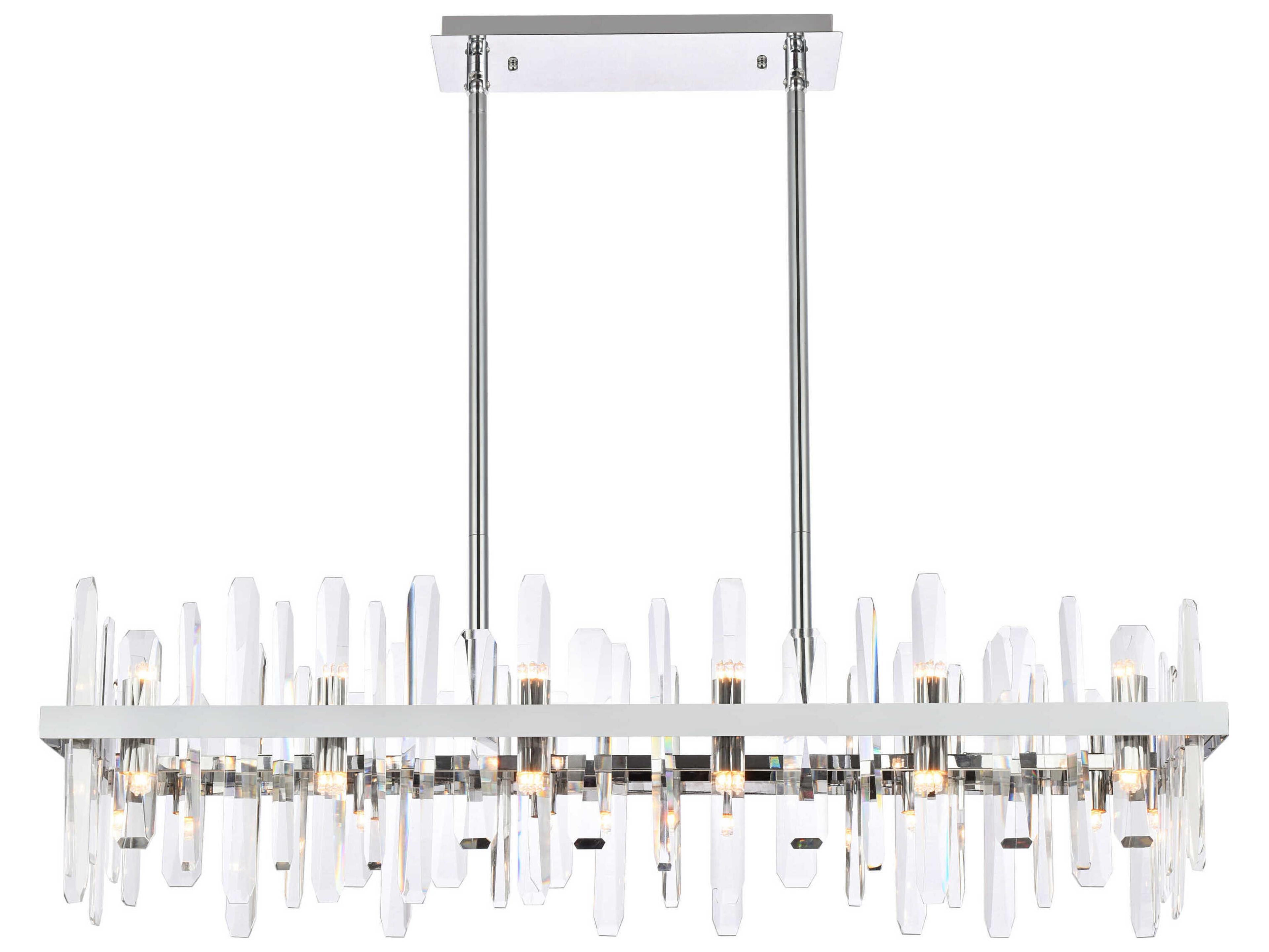 Serena 24-Light Chrome Crystal Linear Island Pendant