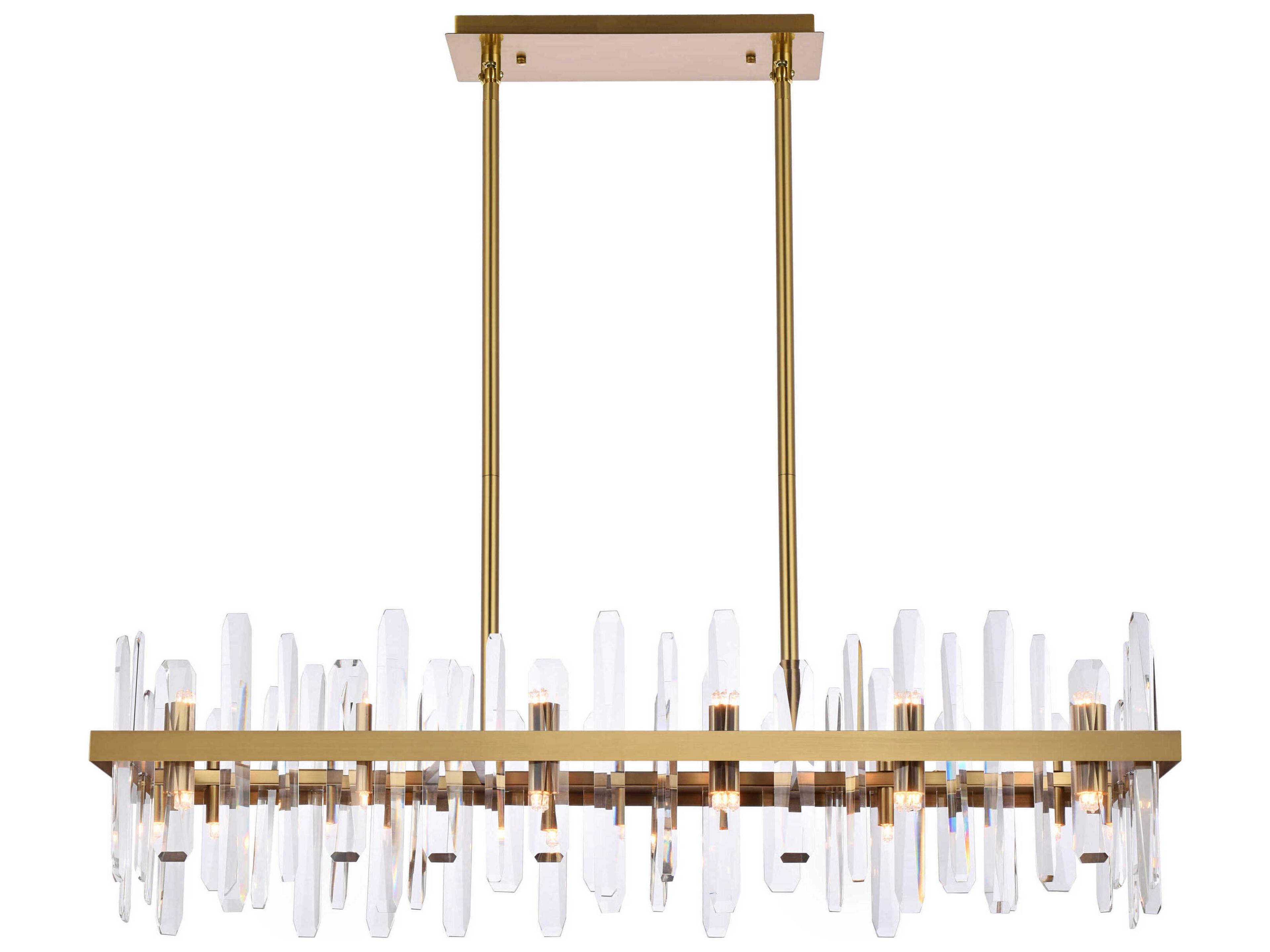 Serena 24-Light Satin Gold Crystal Linear Island Pendant