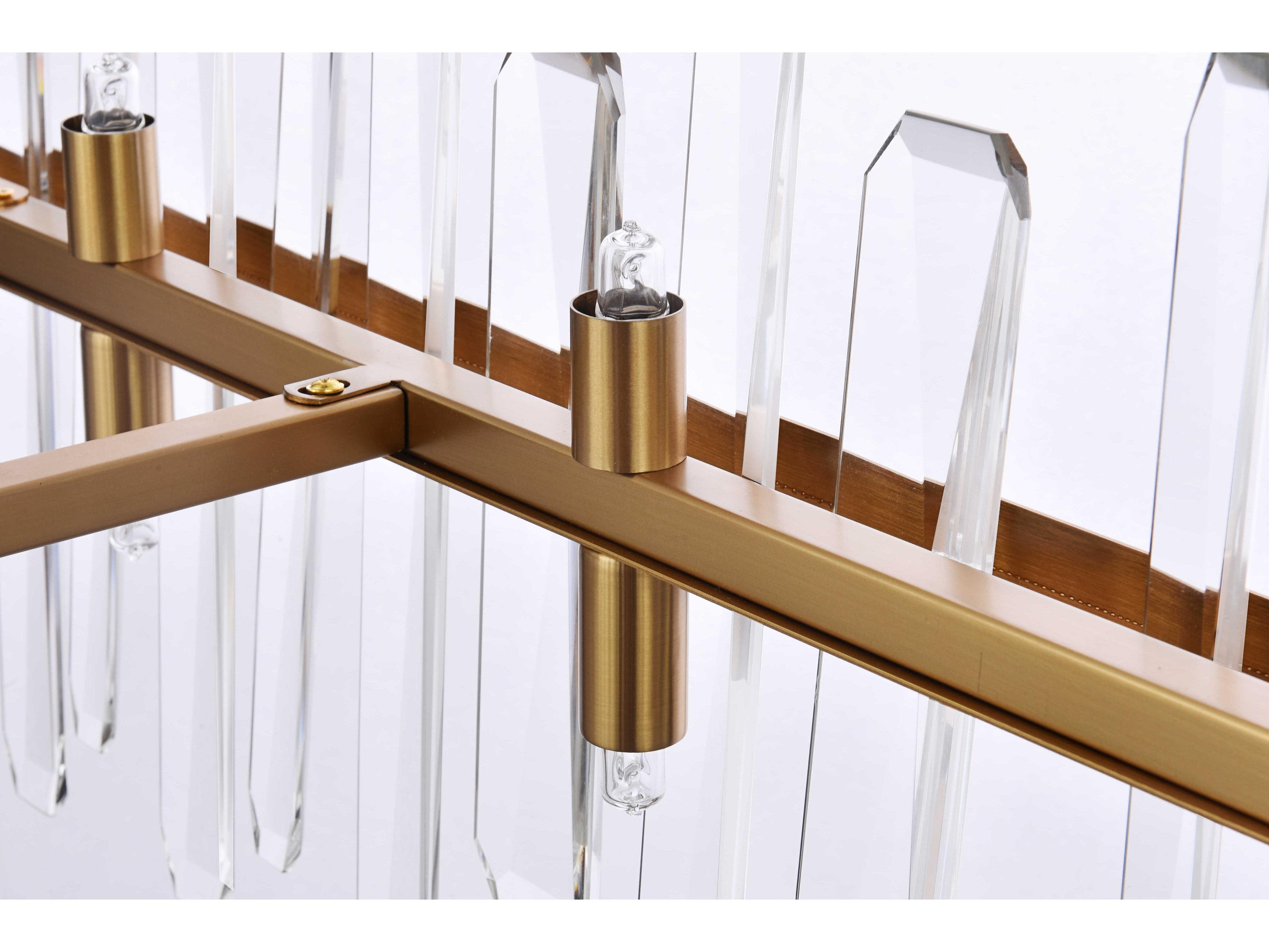 Elegant Lighting Serena 24-Light Satin Gold Crystal Linear Island Pendant