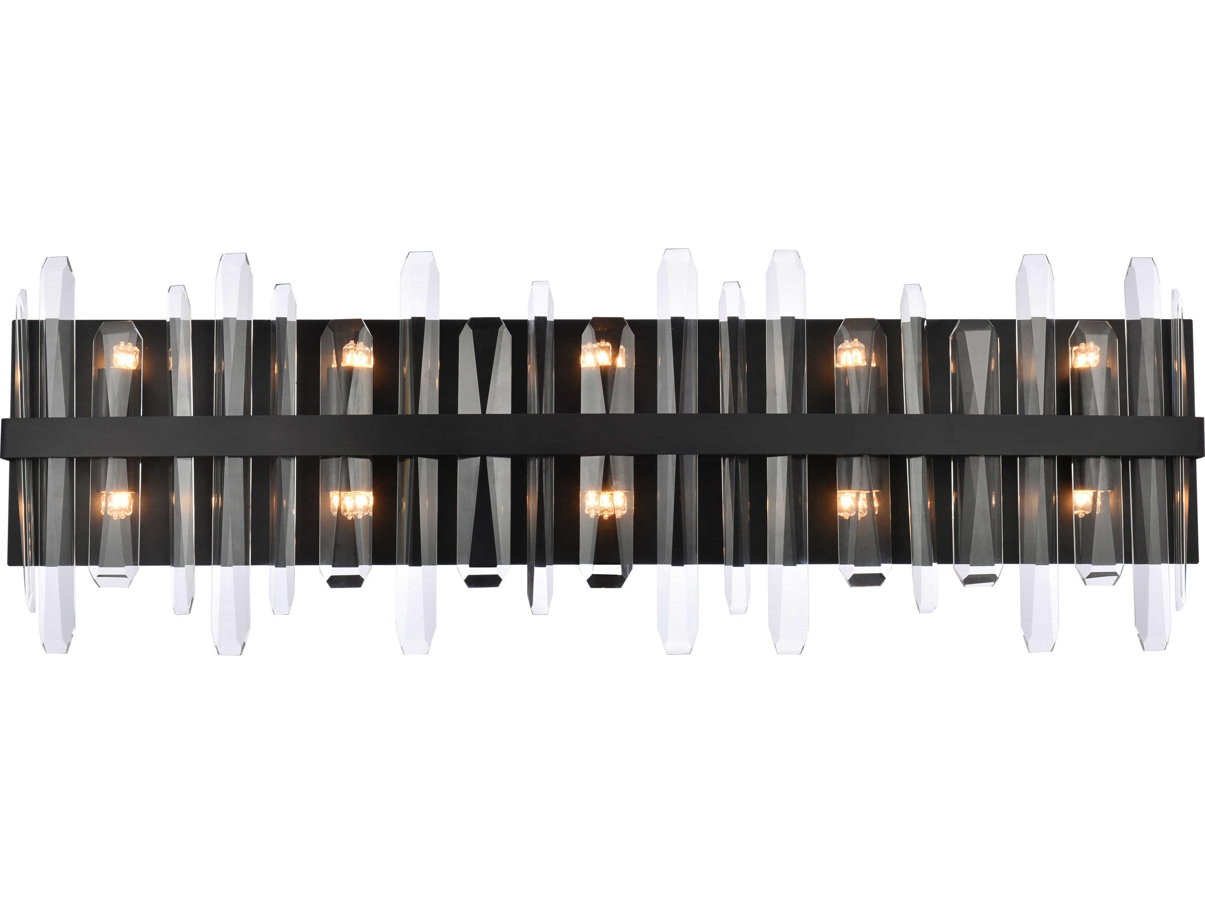 Serena 10-Light Black Crystal Vanity Light