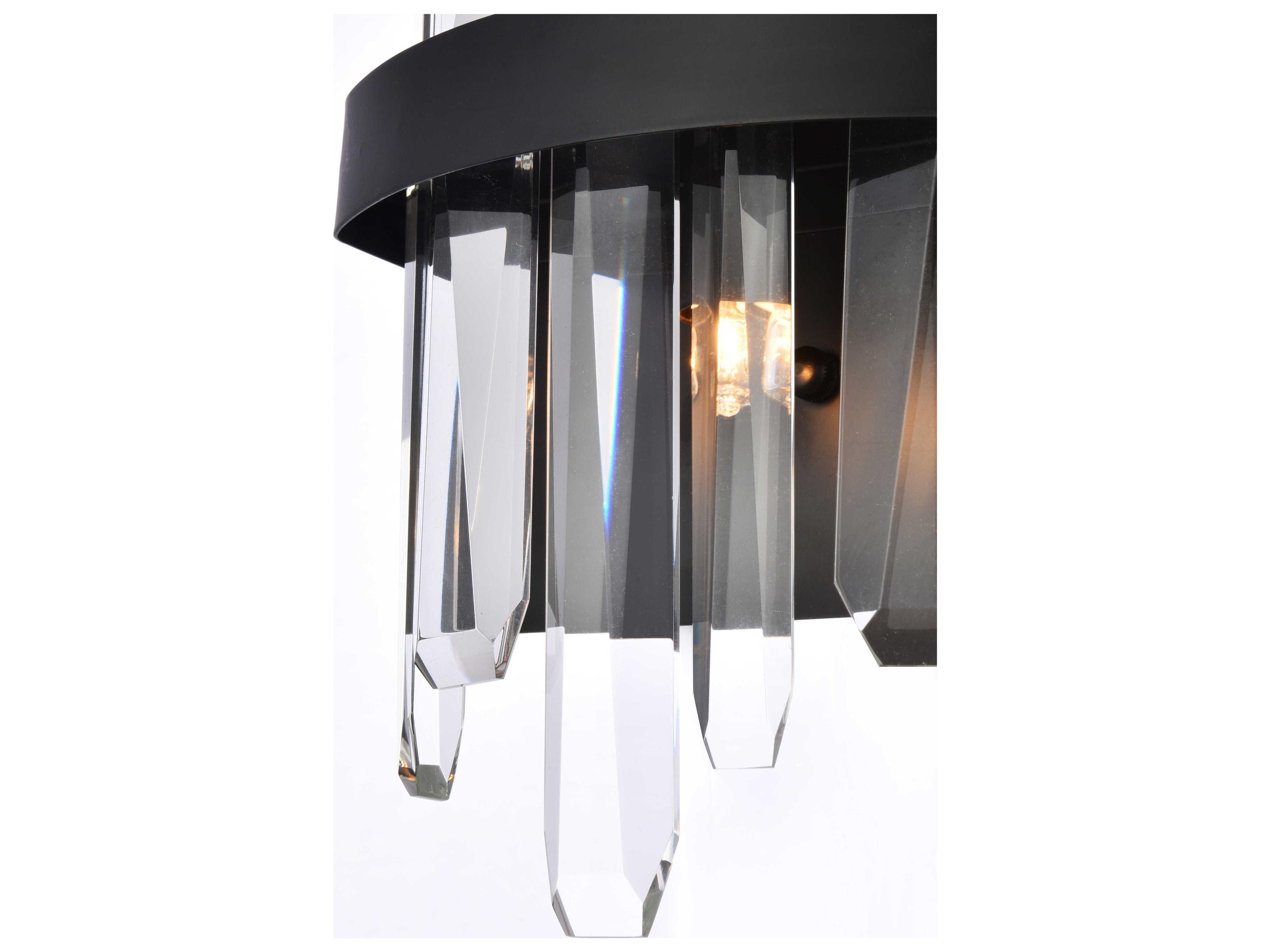 Elegant Lighting Serena 2-Light Black Crystal Wall Sconce