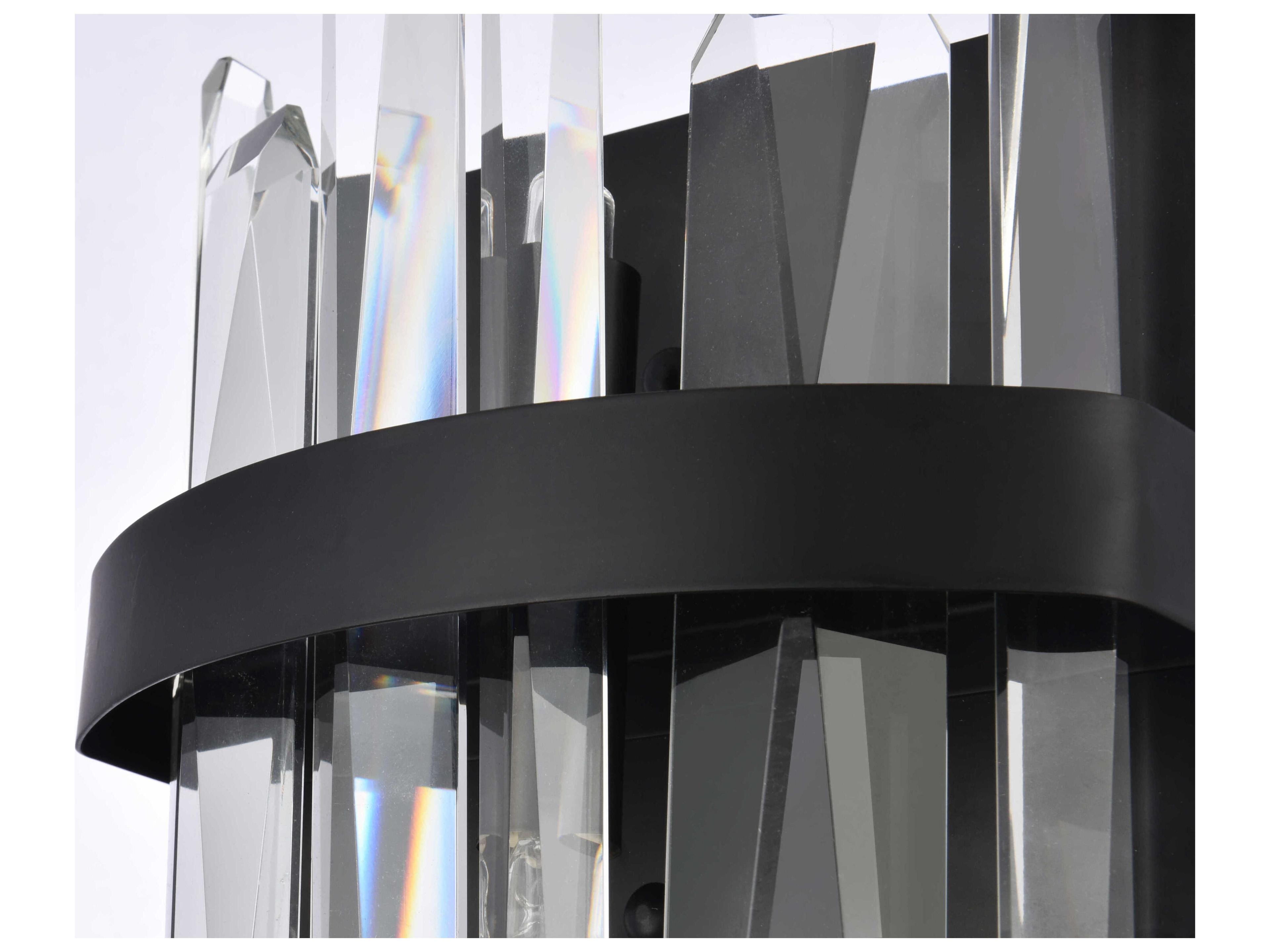 Elegant Lighting Serena 2-Light Black Crystal Wall Sconce