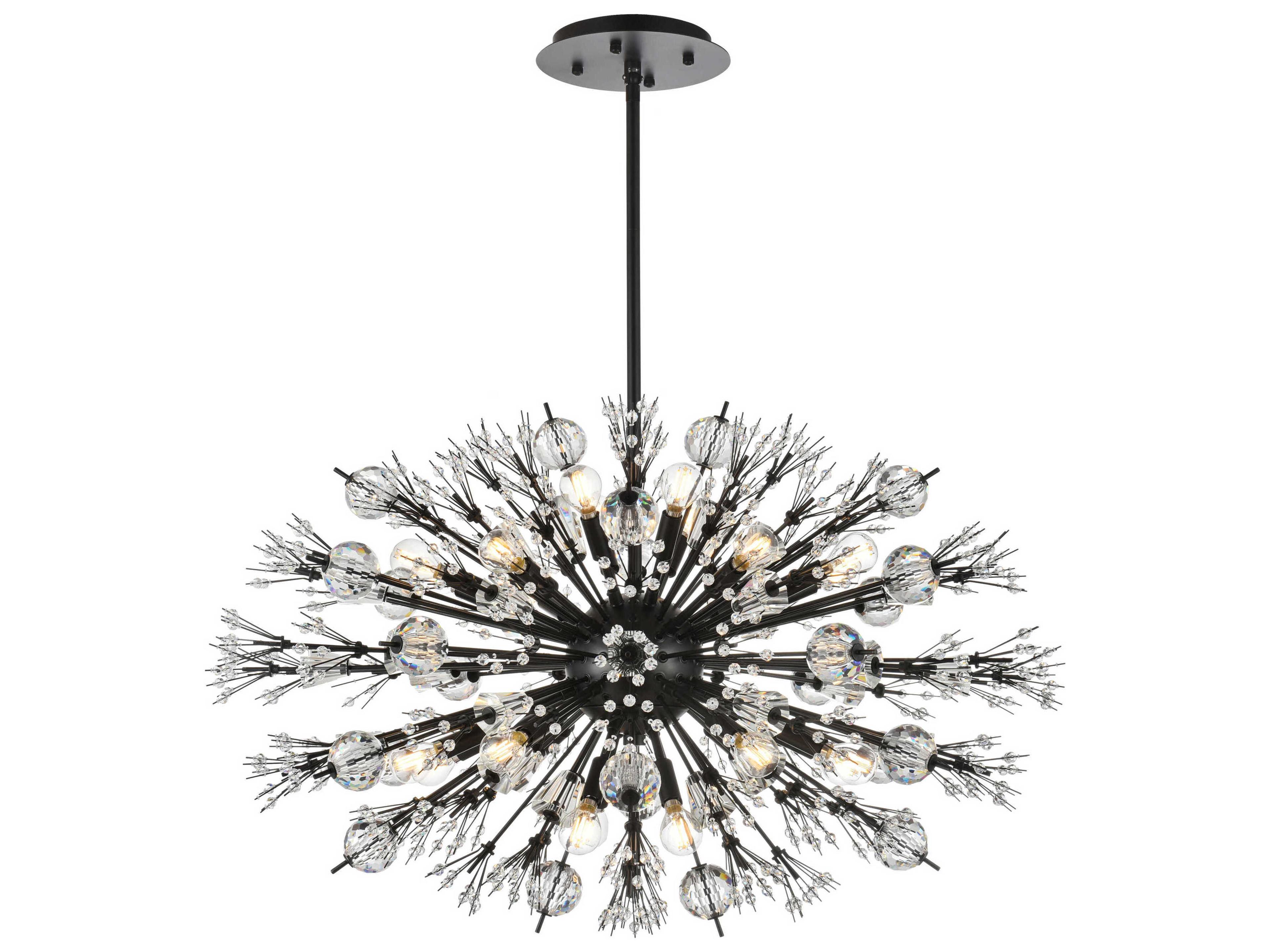 Vera 24-Light Black Crystal Glass Sputnik Island Pendant