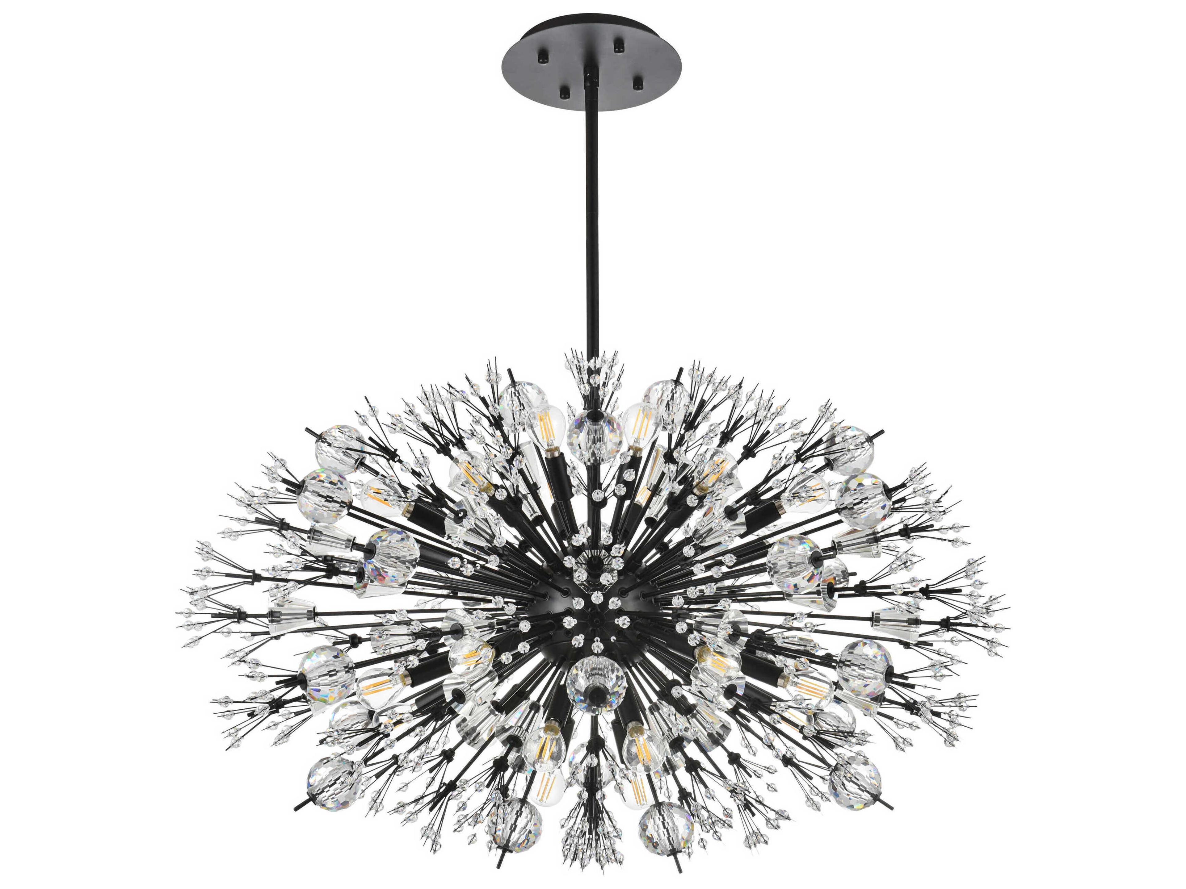 Elegant Lighting Vera 24-Light Black Crystal Glass Sputnik Island Pendant