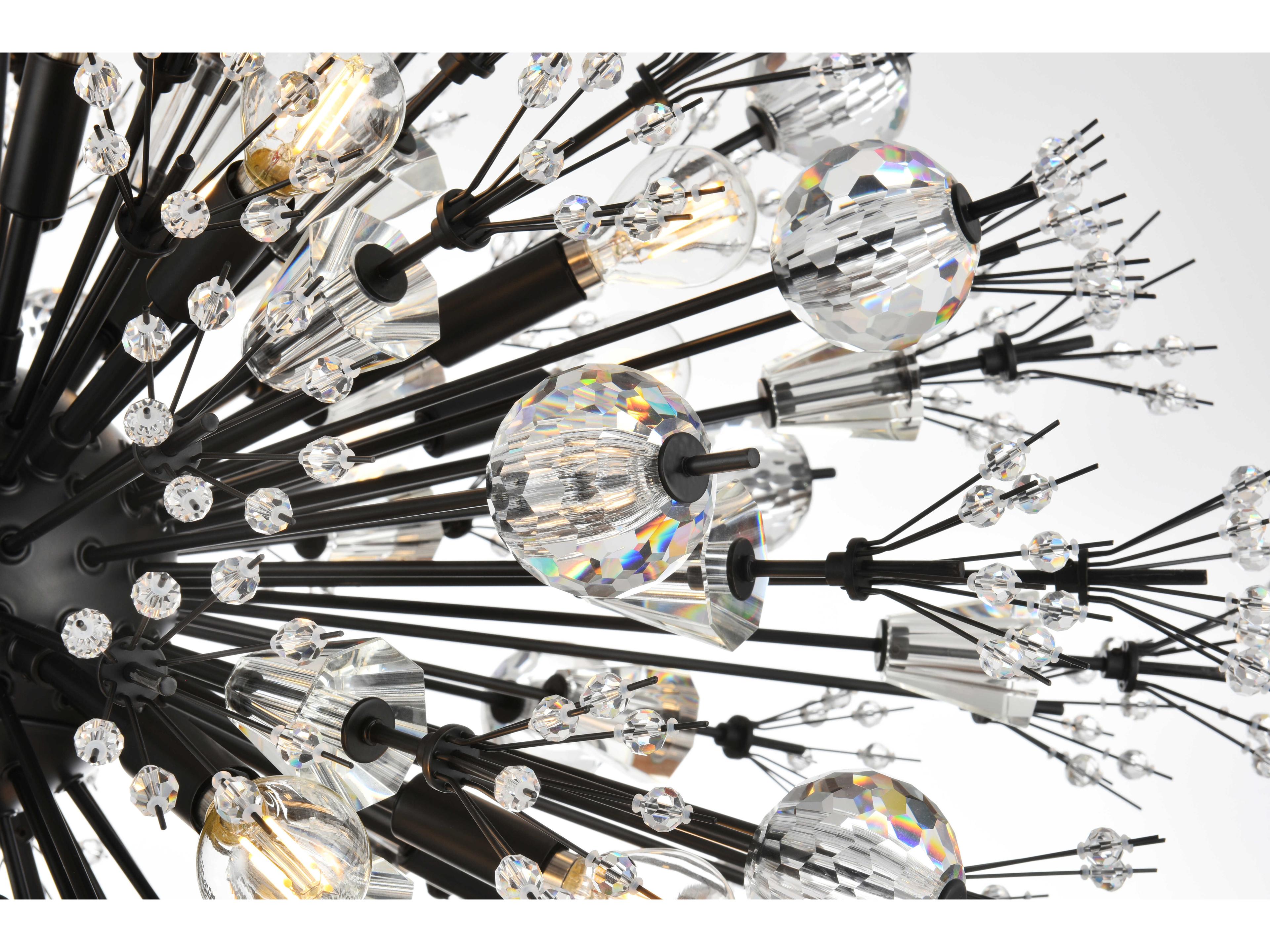 Elegant Lighting Vera 24-Light Black Crystal Glass Sputnik Island Pendant