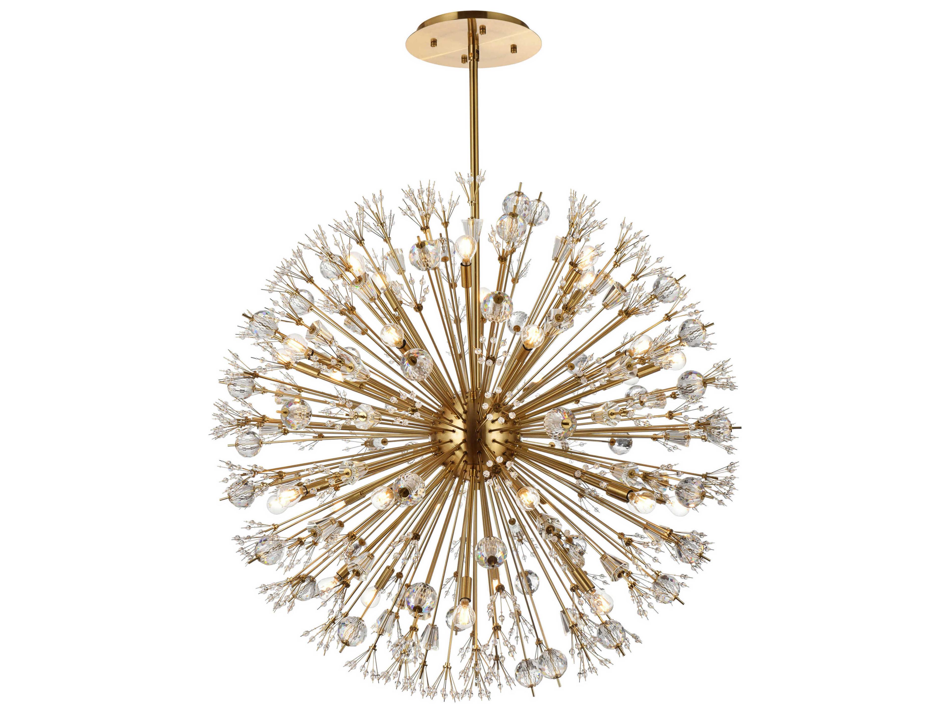 Vera 32-Light Gold Crystal Glass Sputnik Pendant