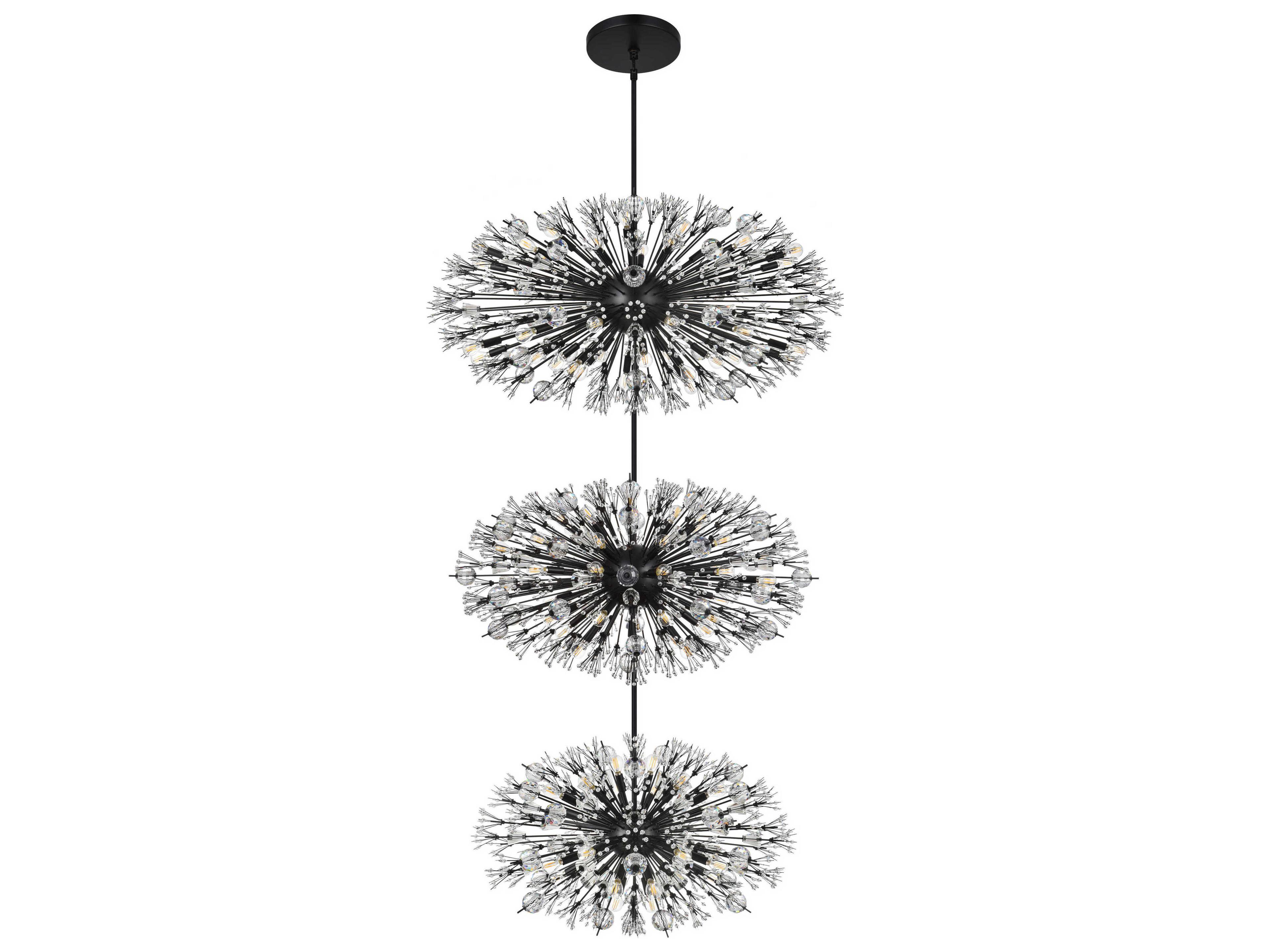 Elegant Lighting Vera 90-Light Black Sputnik Pendant