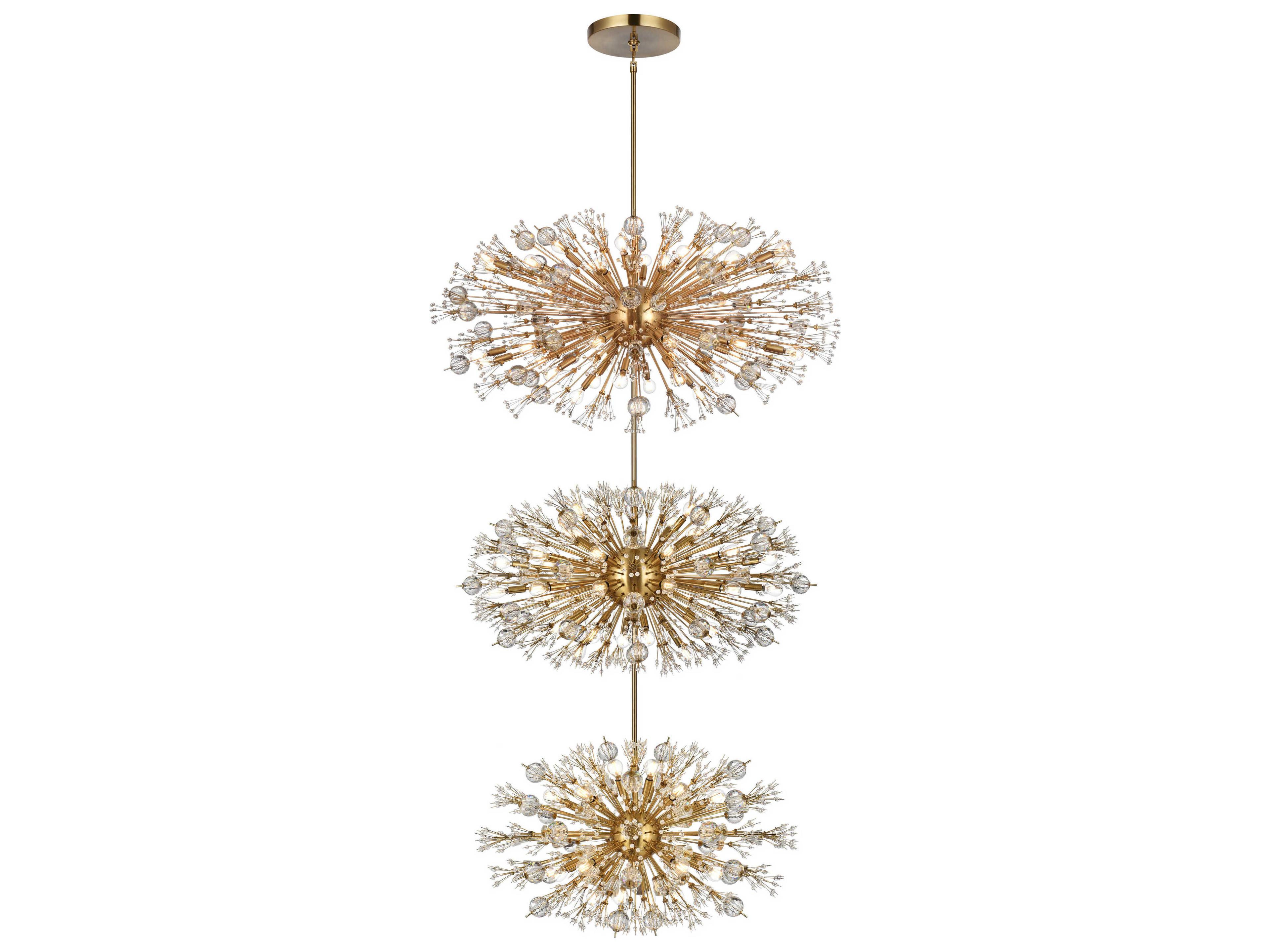 Vera 90-Light Satin Gold Sputnik Pendant