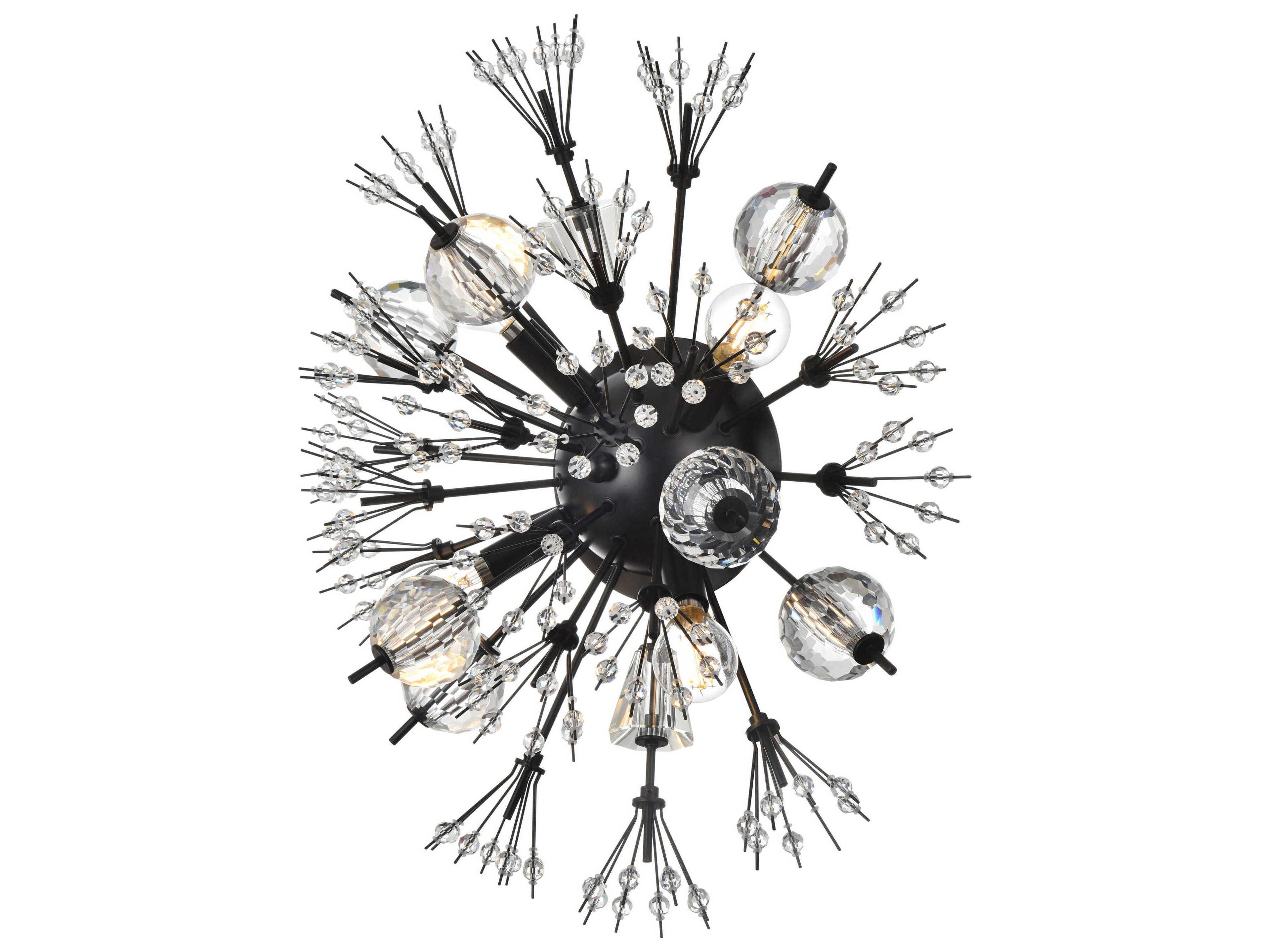 Elegant Lighting Vera 4-Light Black Crystal Glass Wall Sconce