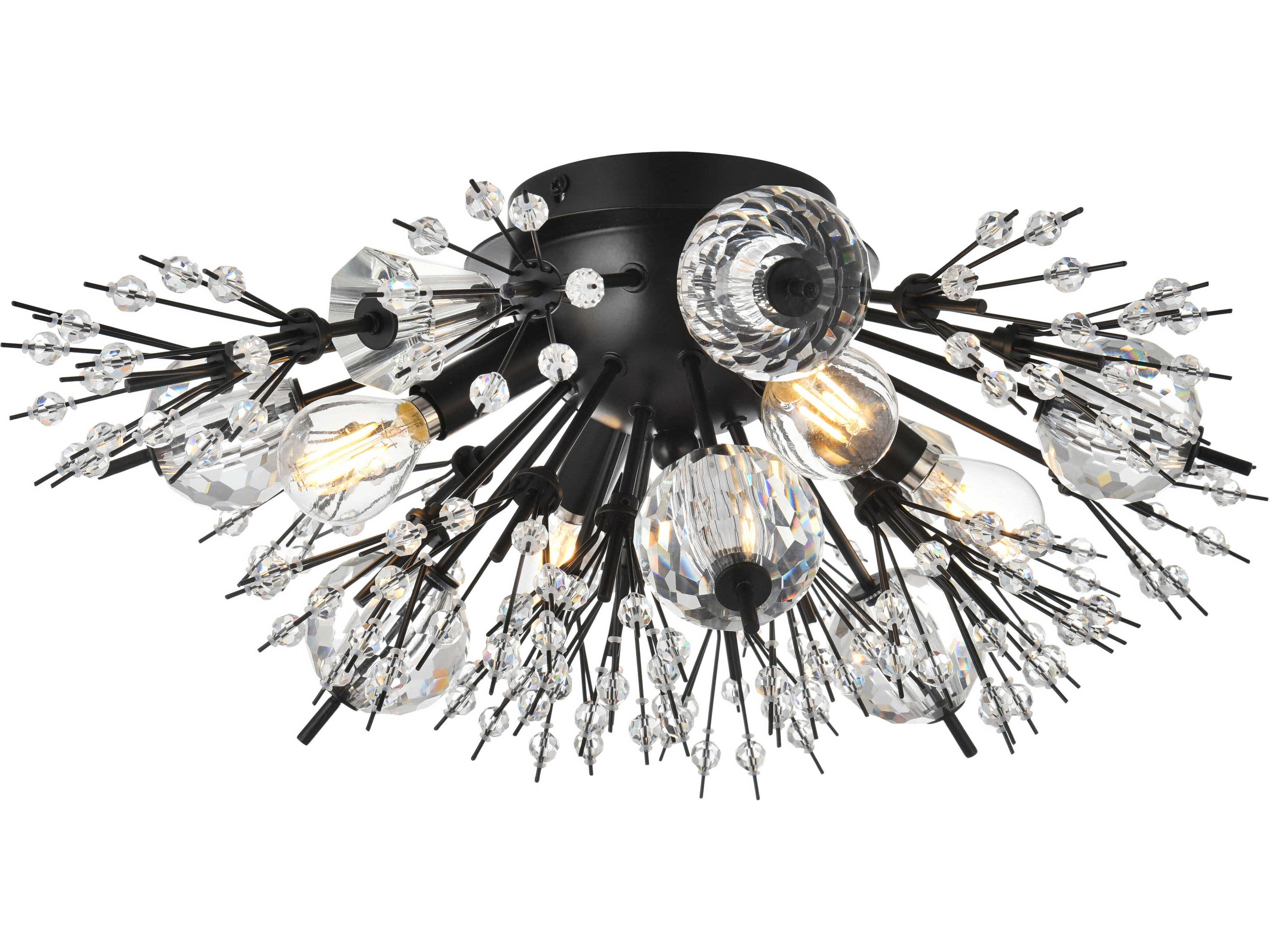 Elegant Lighting Vera 4-Light Black Crystal Glass Wall Sconce