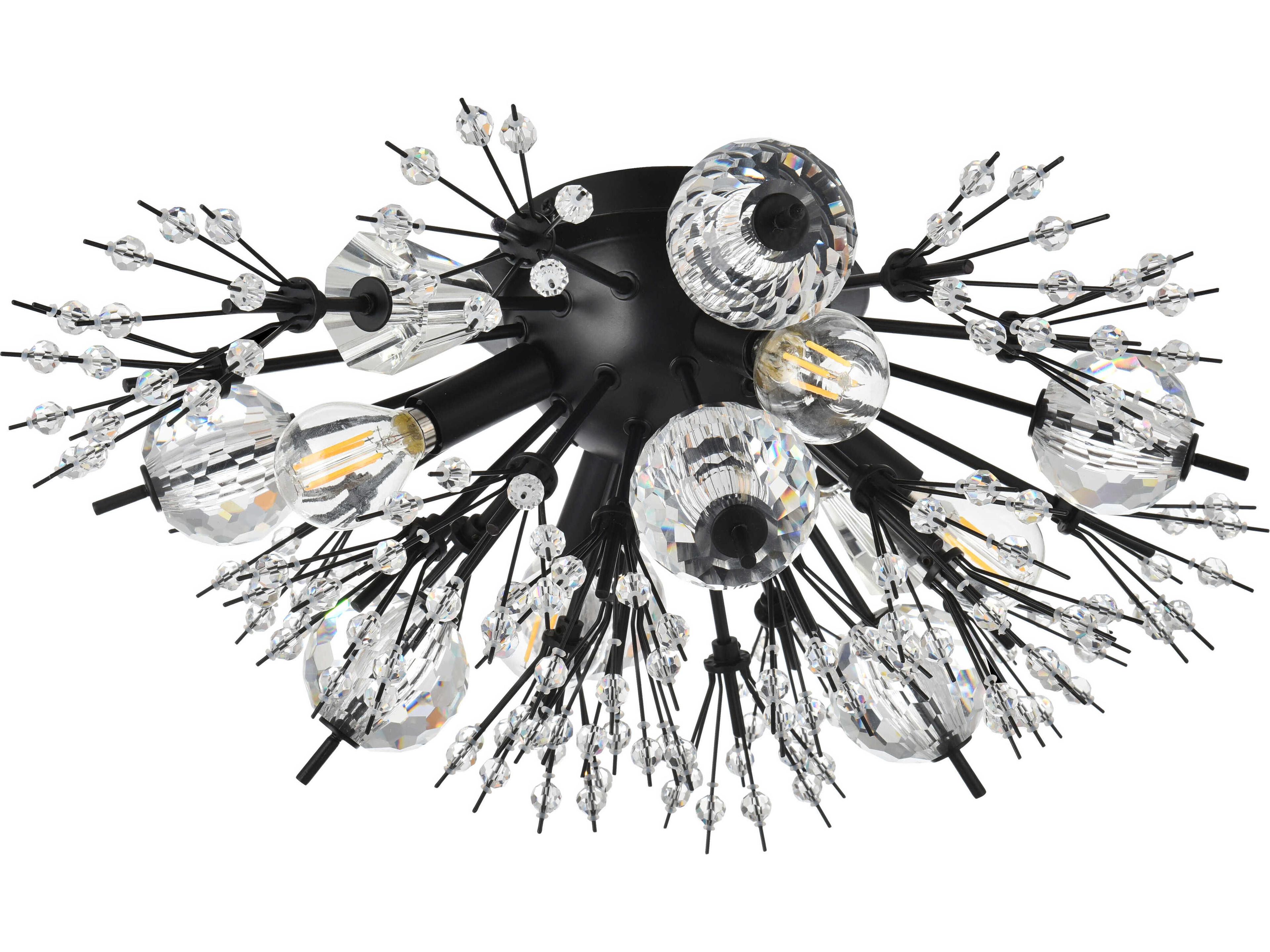 Elegant Lighting Vera 4-Light Black Crystal Glass Wall Sconce