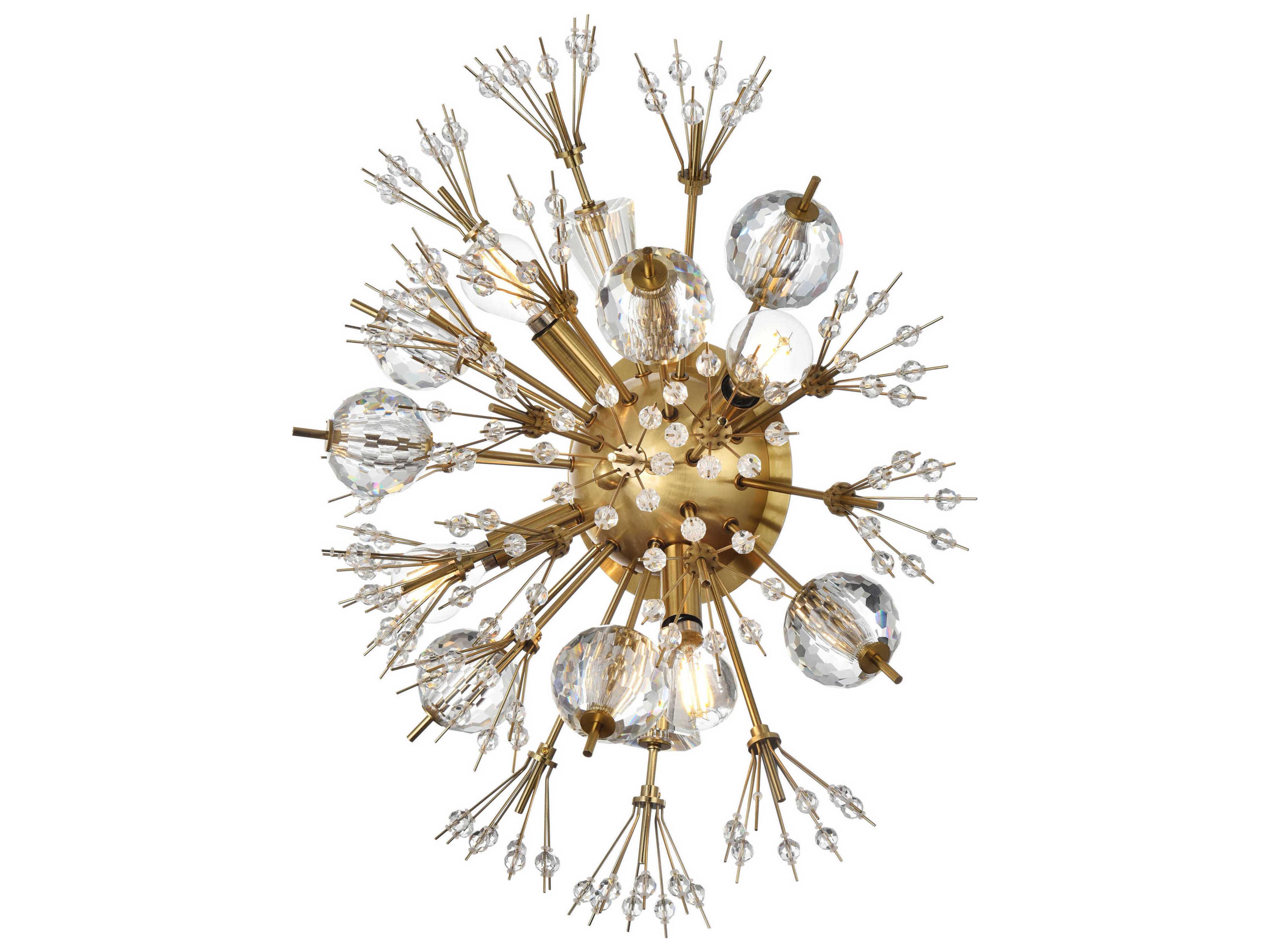 Elegant Lighting Vera 4-Light Gold Crystal Glass Wall Sconce