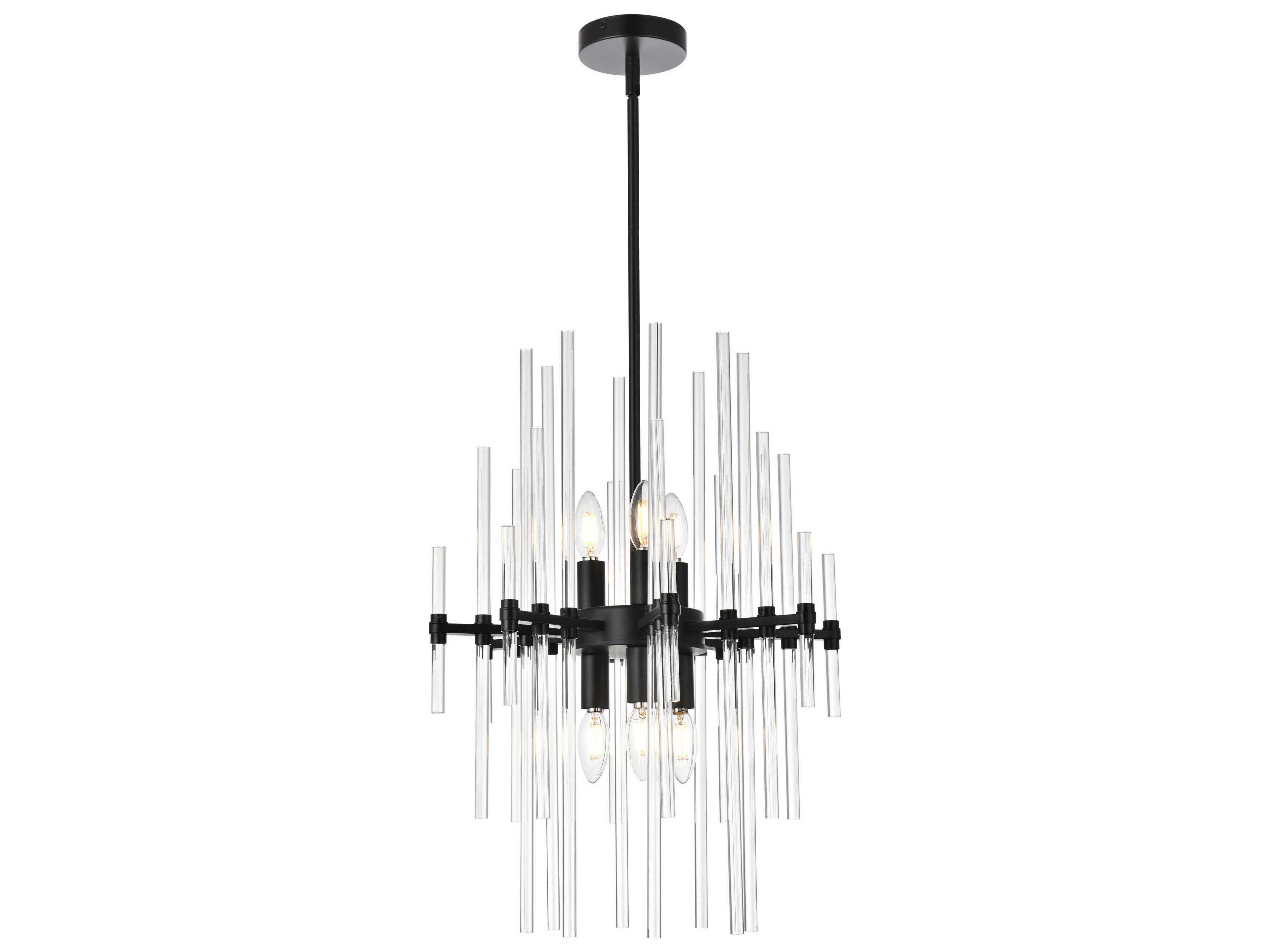 Sienna 6-Light Black Crystal Glass Pendant