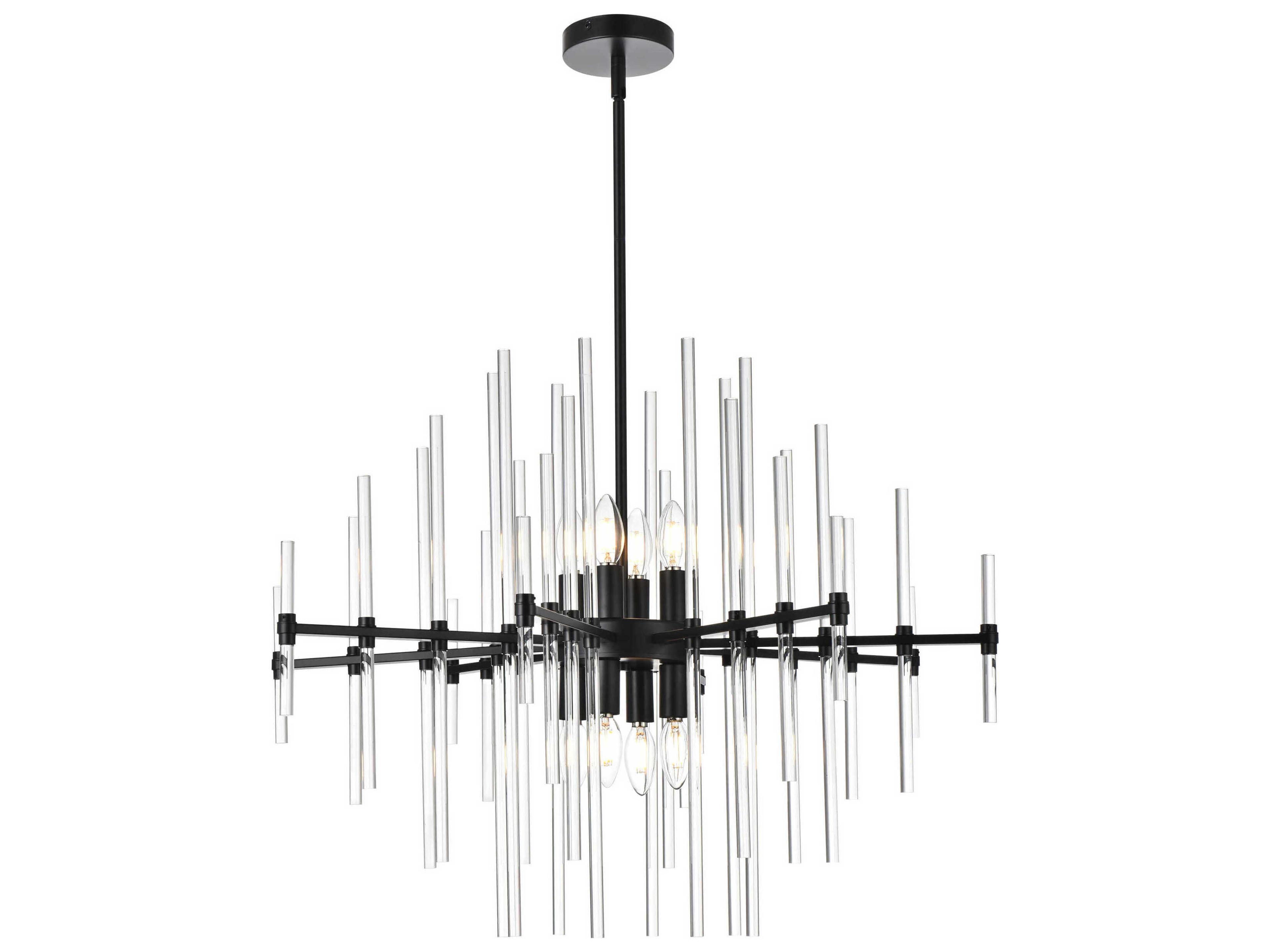 Sienna 8-Light Black Crystal Glass Pendant