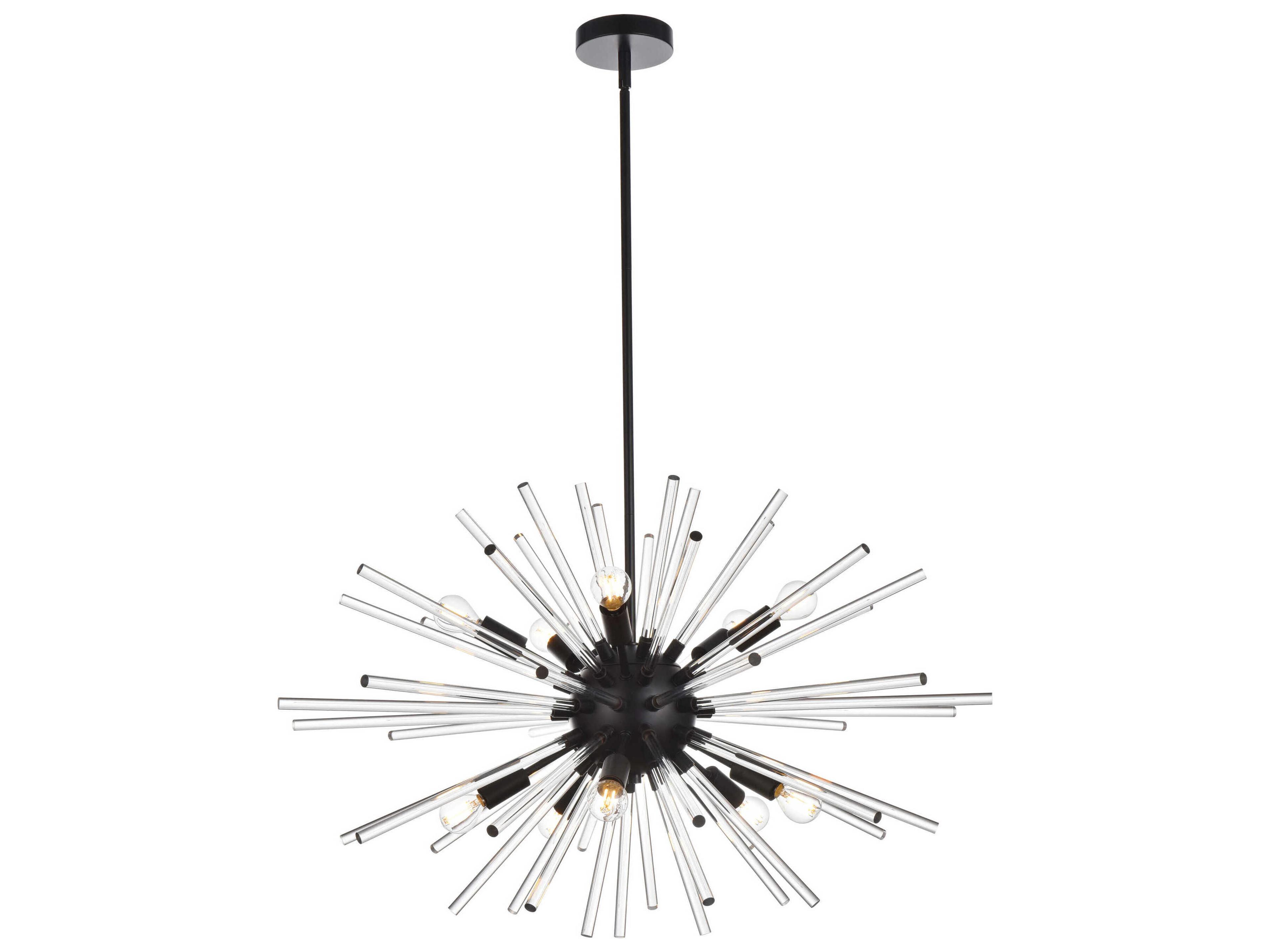 Sienna 10-Light Black Crystal Glass Sputnik Pendant