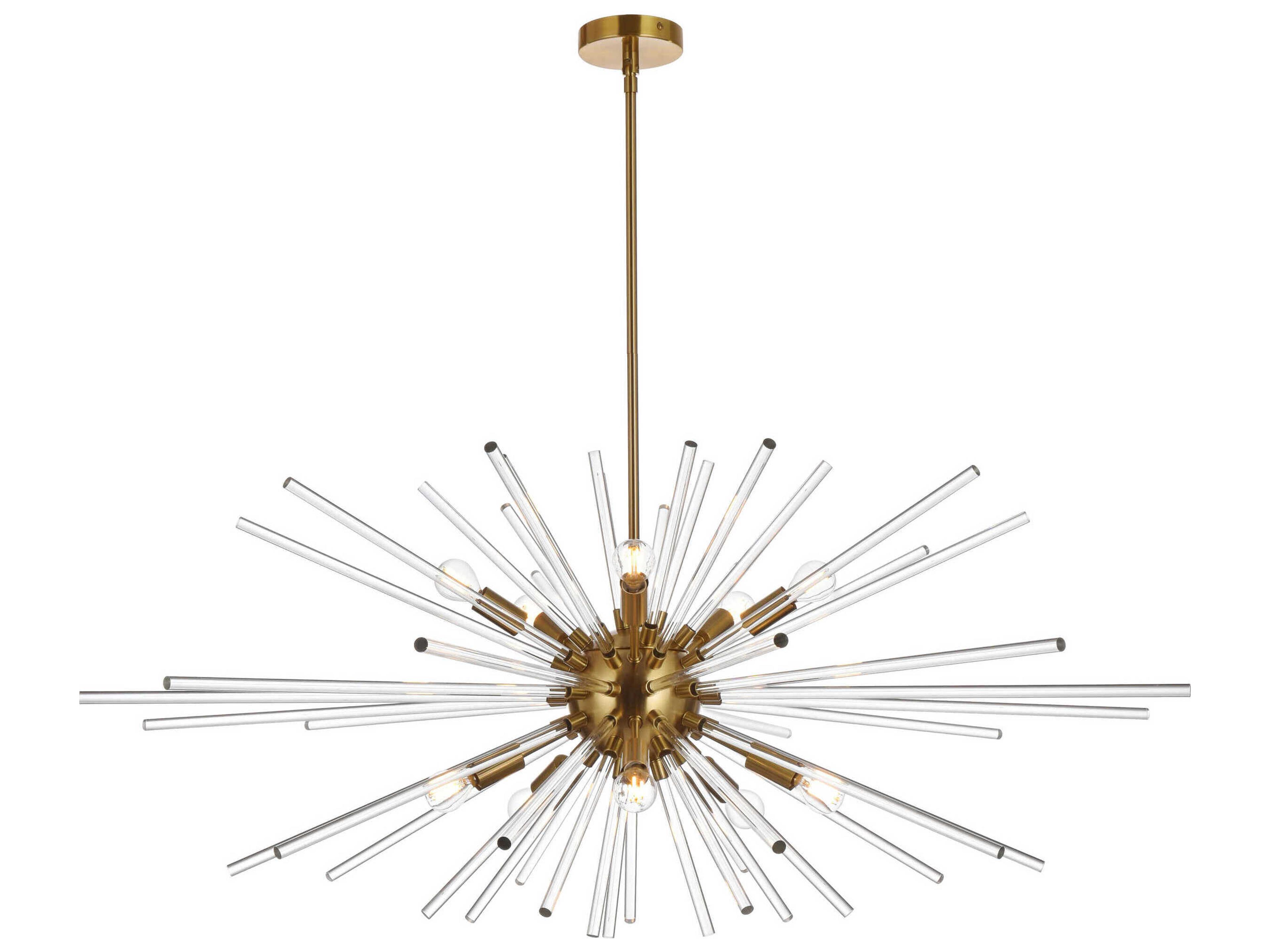 Sienna 10-Light Gold Crystal Glass Sputnik Pendant
