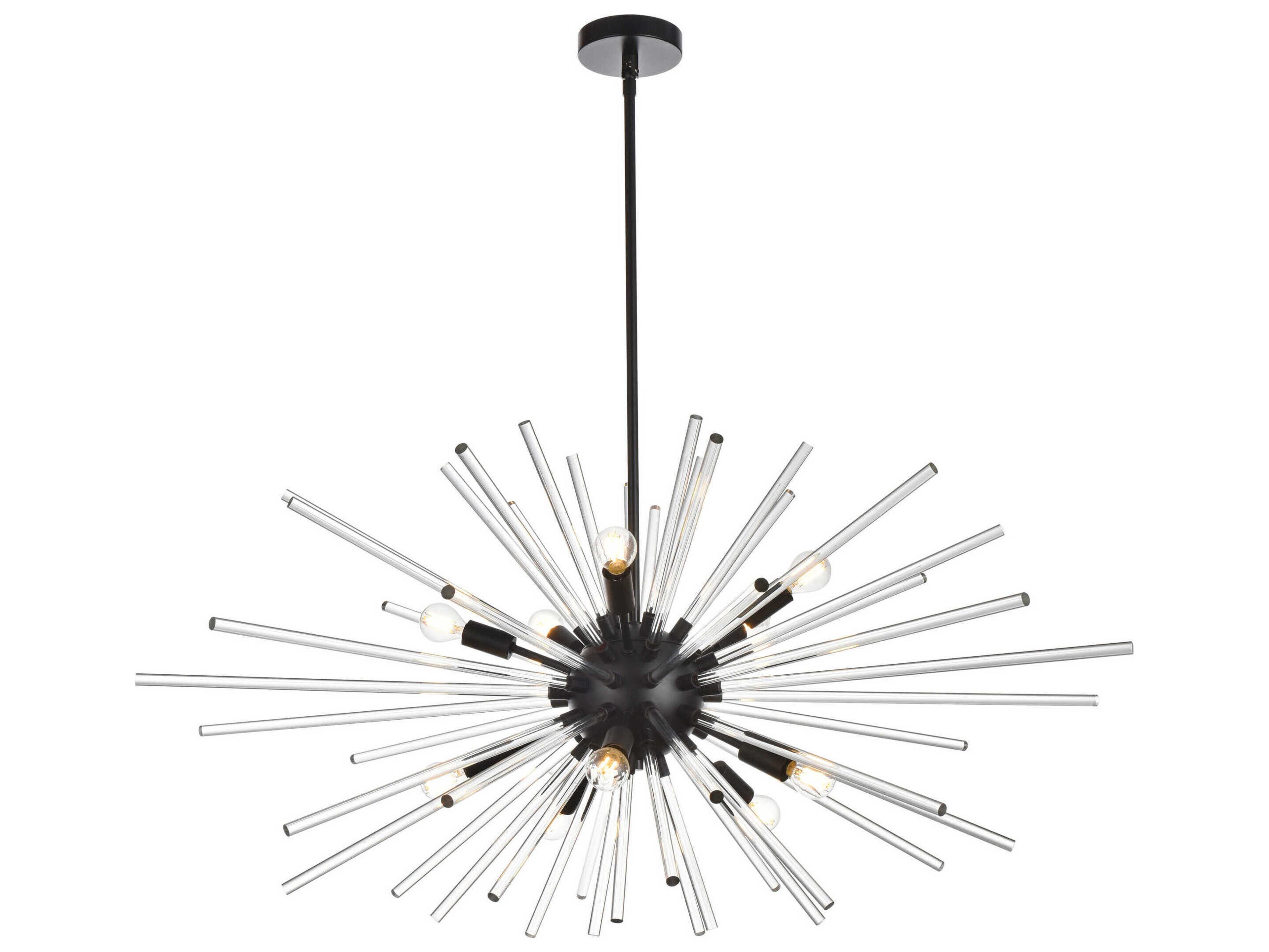Sienna 10-Light Black Crystal Glass Sputnik Pendant