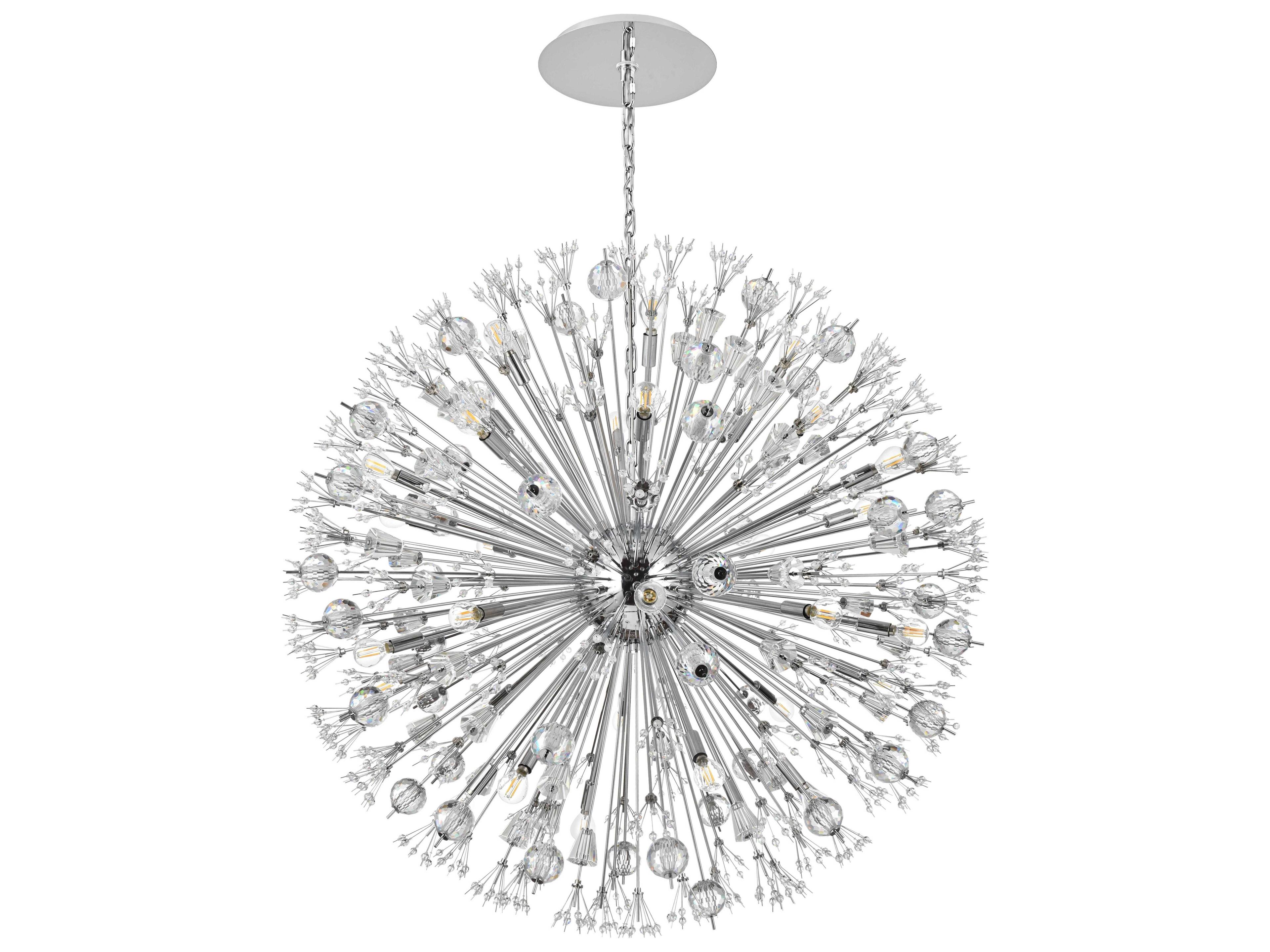 Elegant Lighting Vera 32-Light Chrome Off White Sputnik Pendant