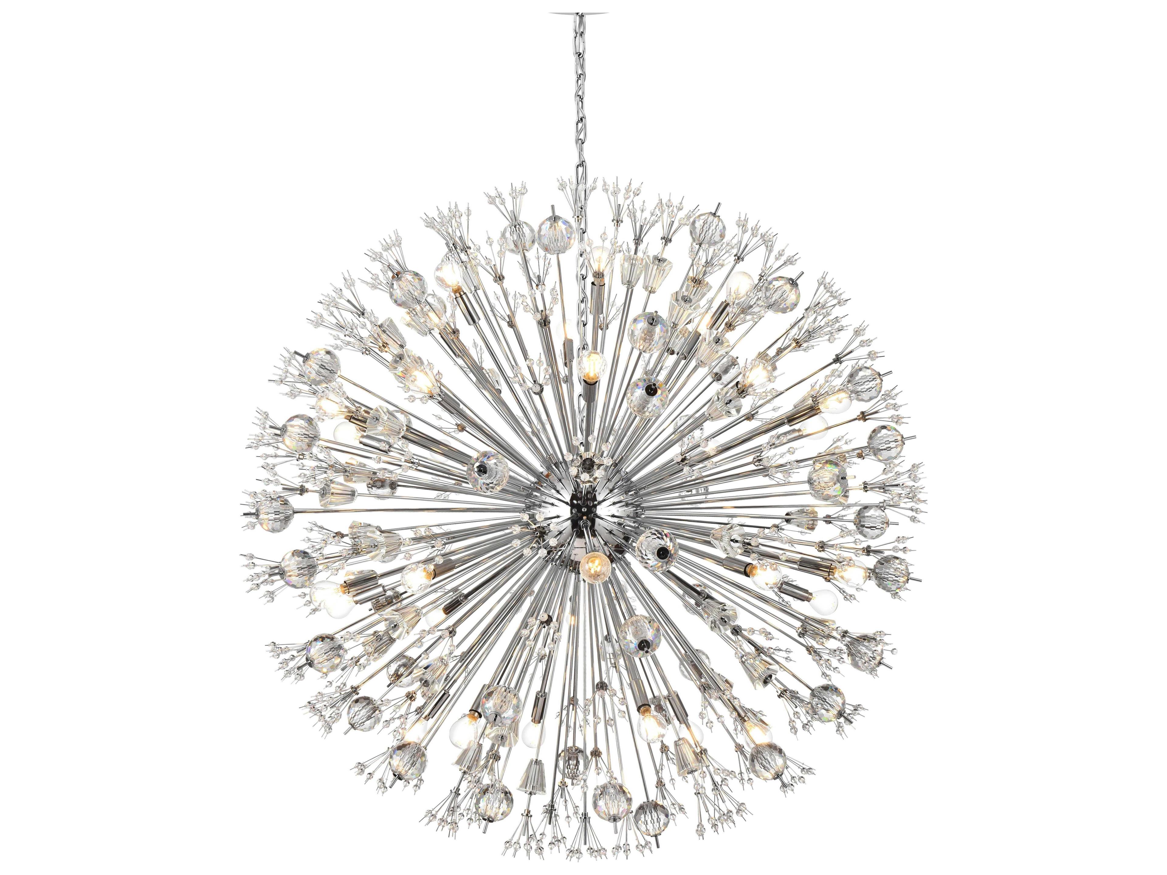 Elegant Lighting Vera 32-Light Chrome Off White Sputnik Pendant