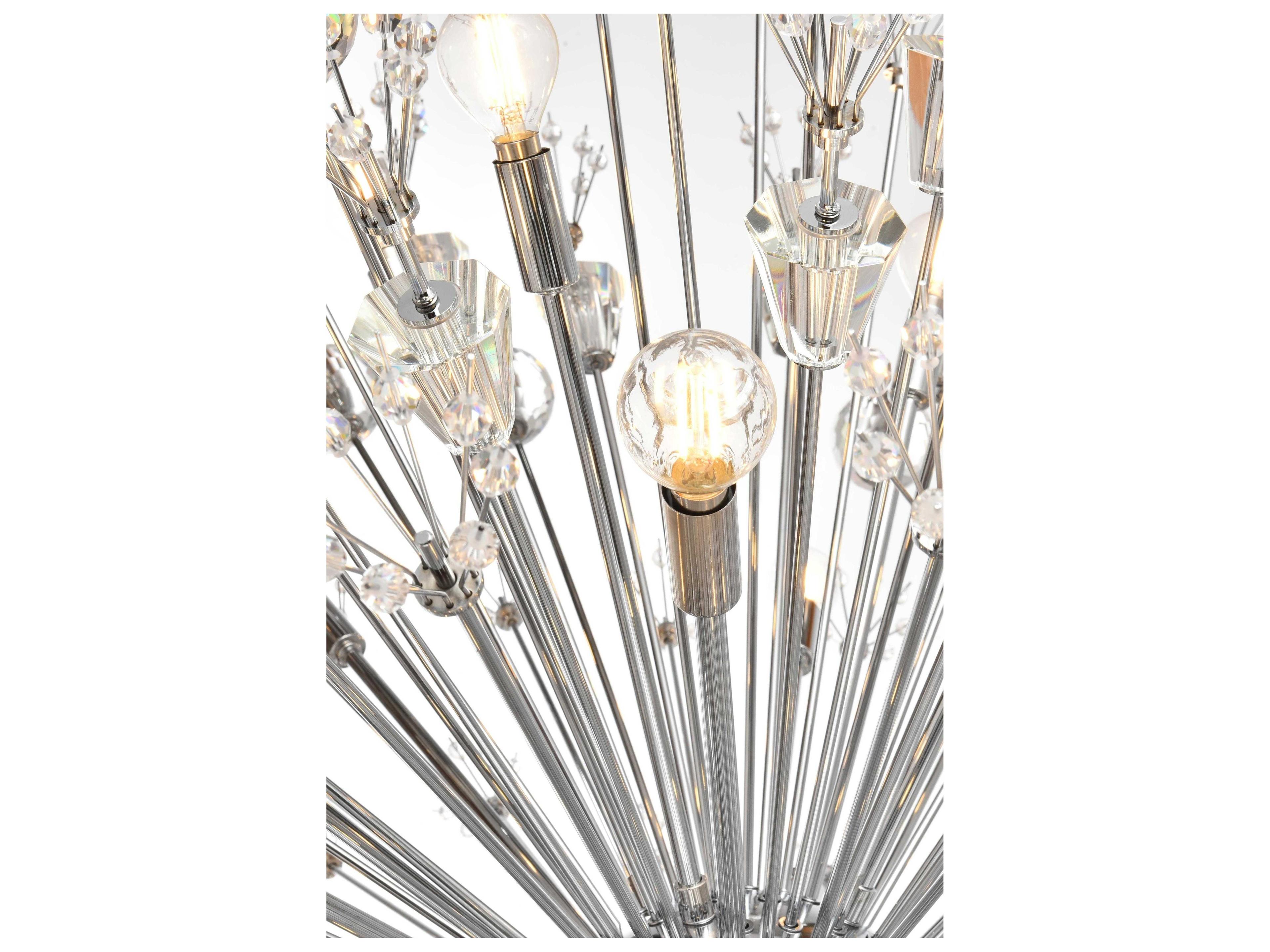 Elegant Lighting Vera 32-Light Chrome Off White Sputnik Pendant