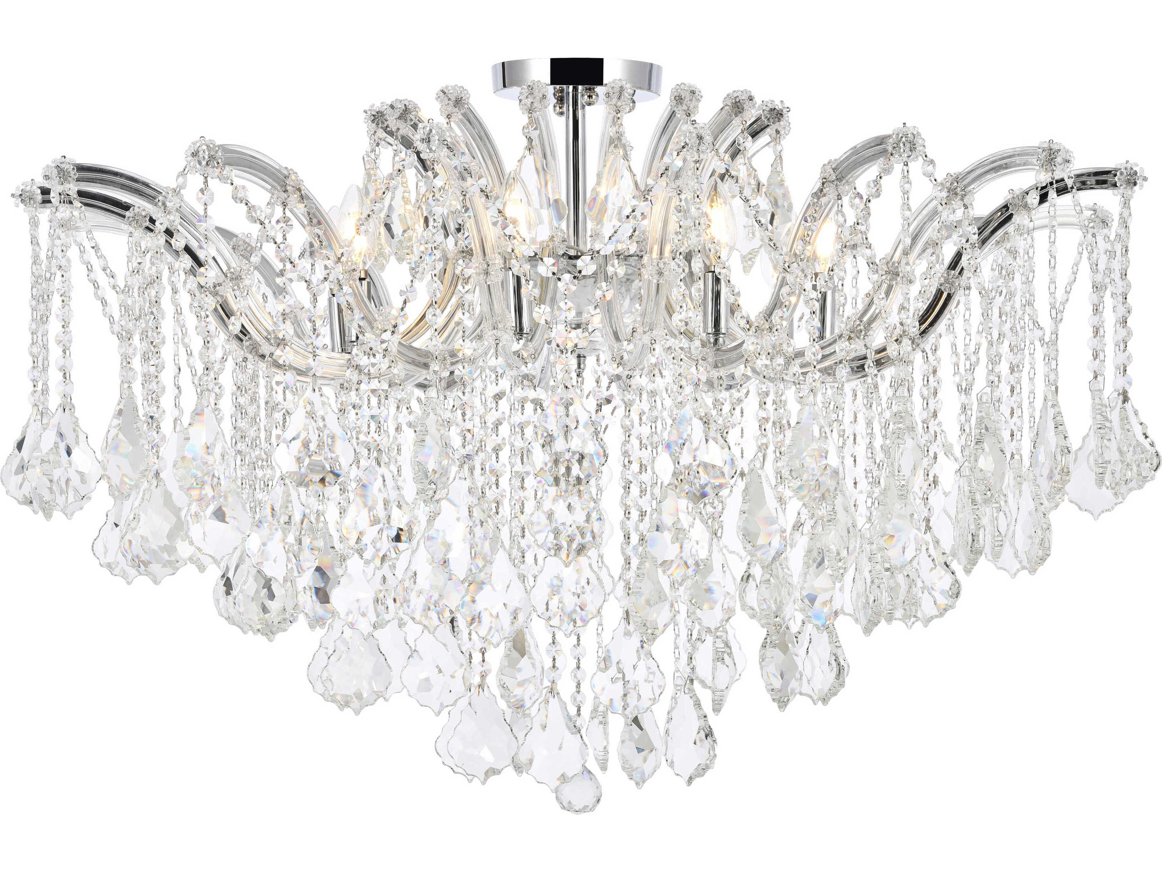 Maria Theresa 8-Light Chrome Clear Crystal Glass Semi Flush Mount