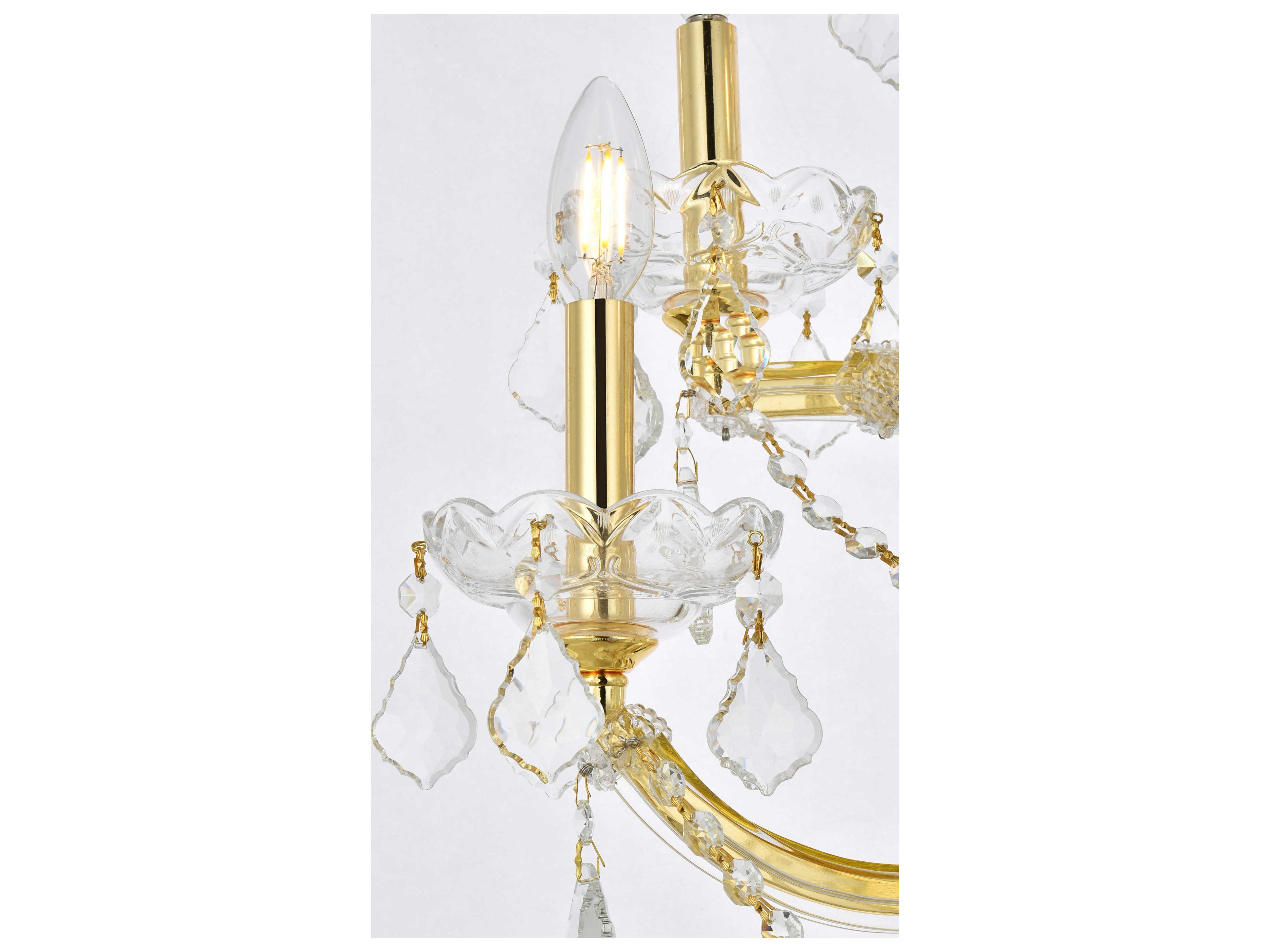 Elegant Lighting Maria Theresa 5-Light Gold Clear Crystal Glass Wall Sconce