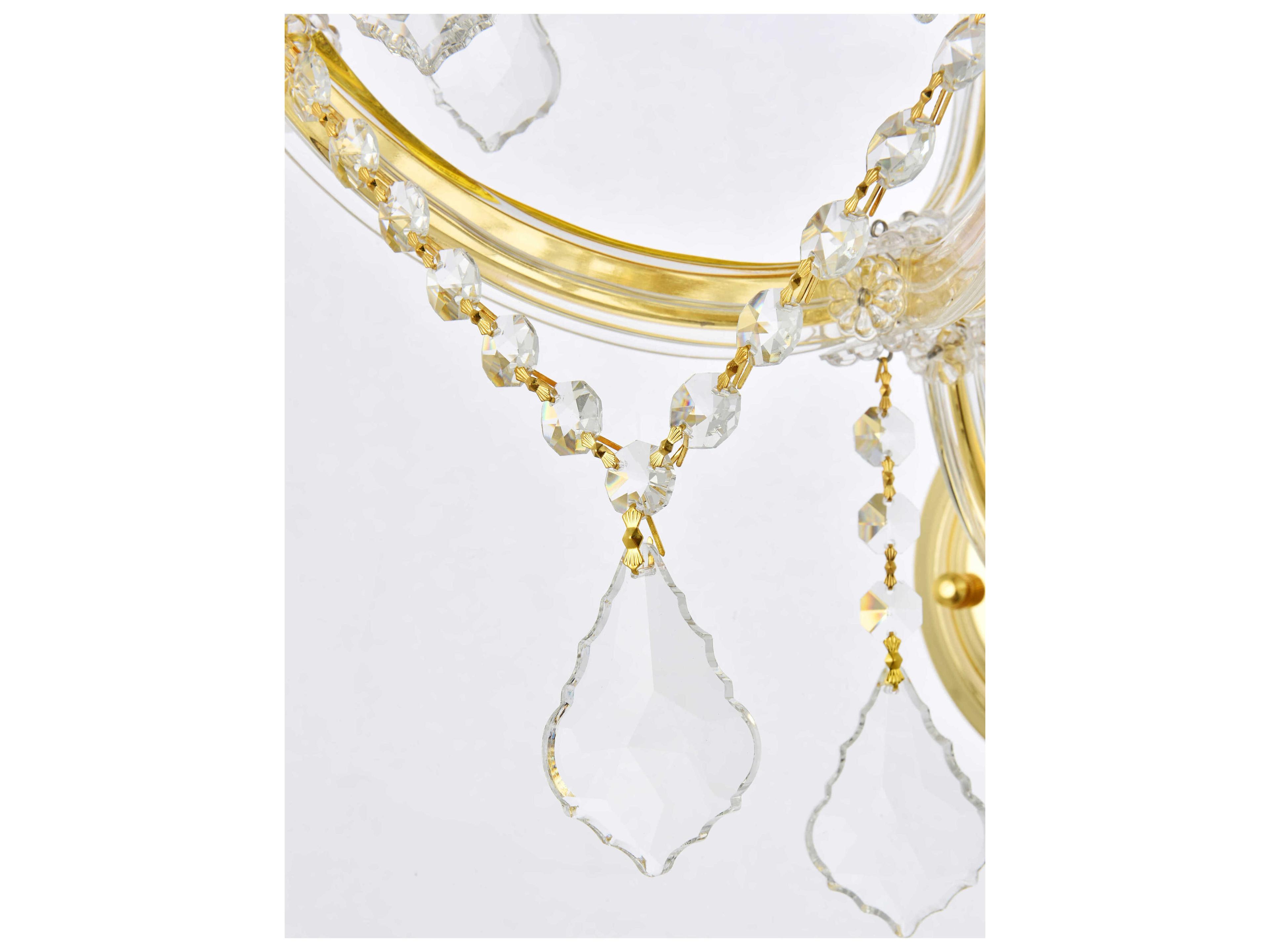 Elegant Lighting Maria Theresa 5-Light Gold Clear Crystal Glass Wall Sconce