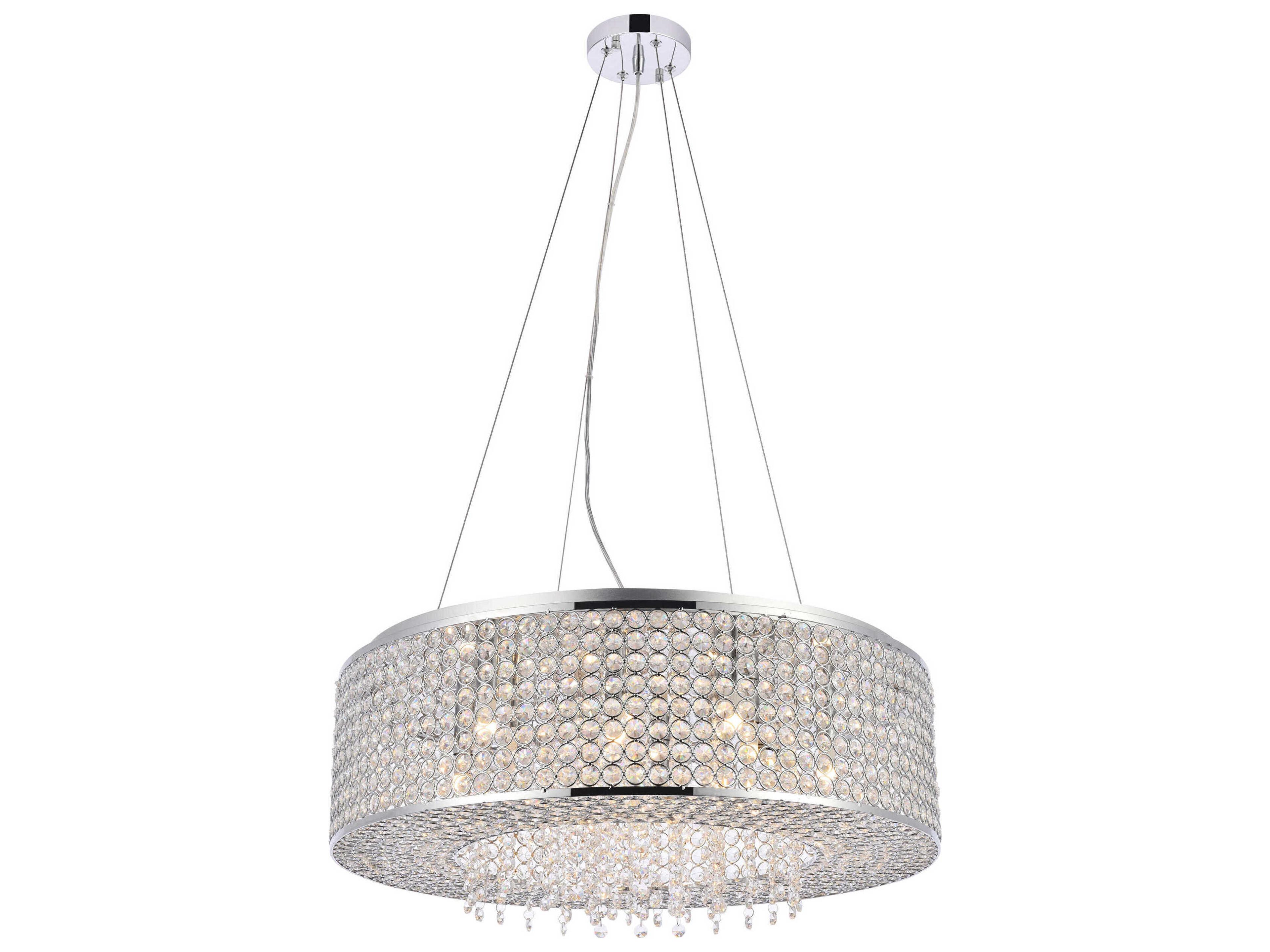 Elegant Lighting Amelie 10-Light Chrome Crystal Pendant