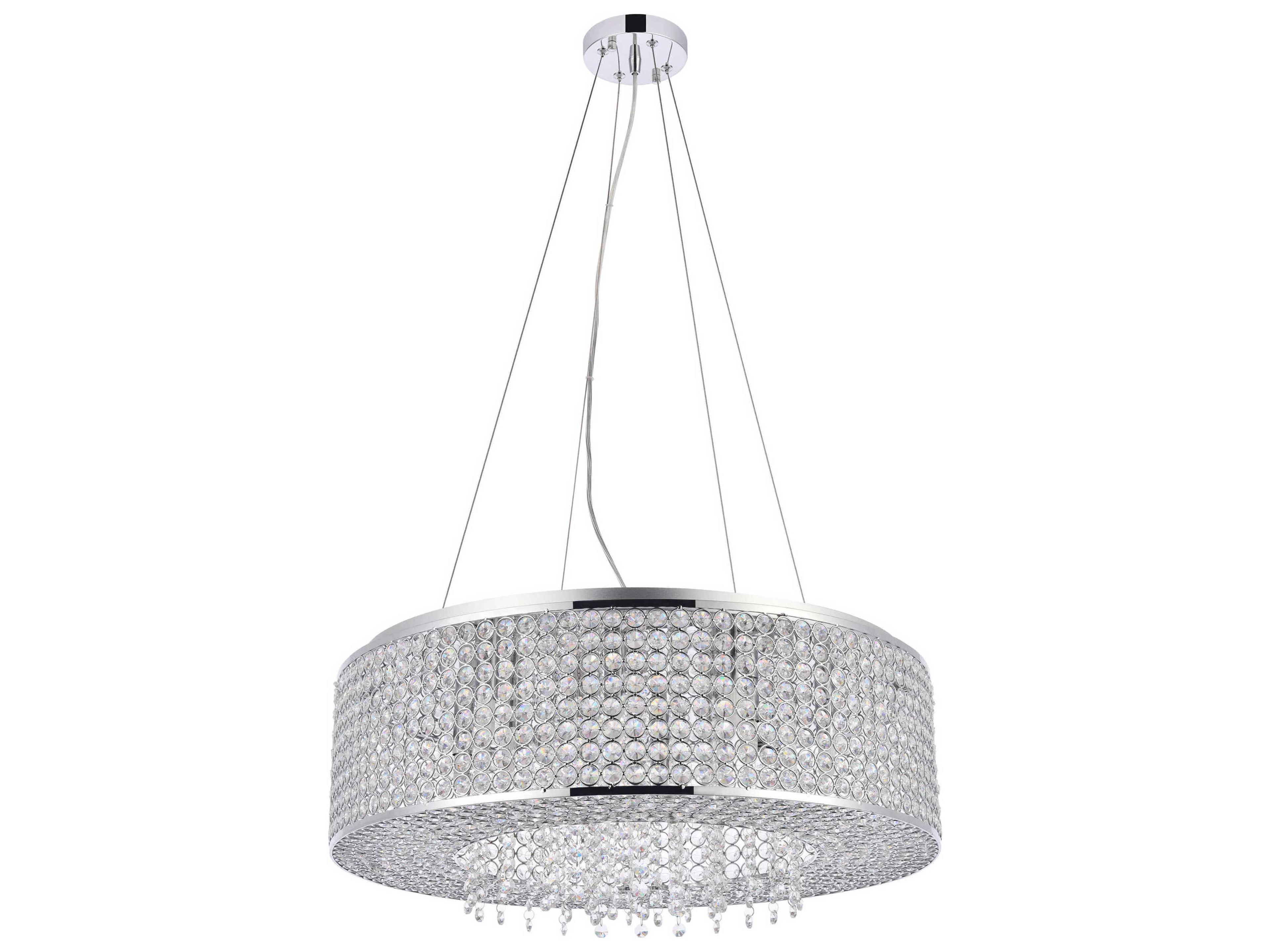 Elegant Lighting Amelie 10-Light Chrome Crystal Pendant