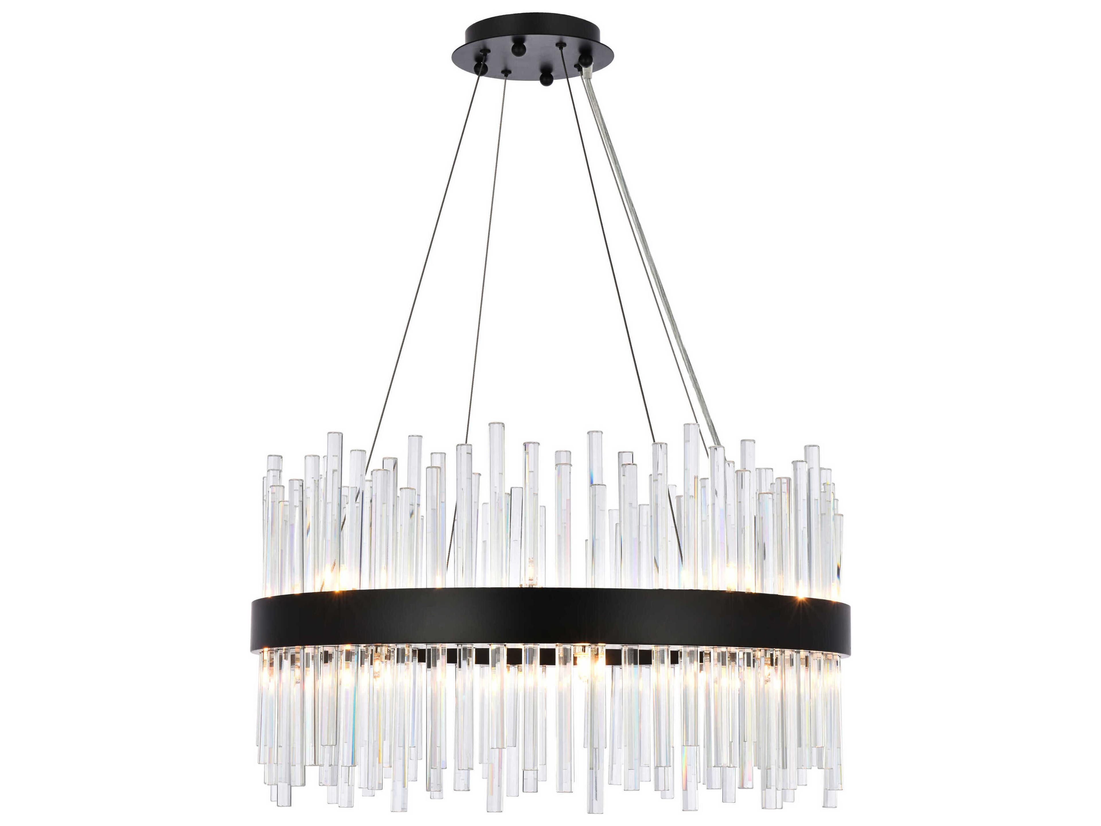 Dallas 16-Light6-Light Black Crystal Drum Linear Pendant