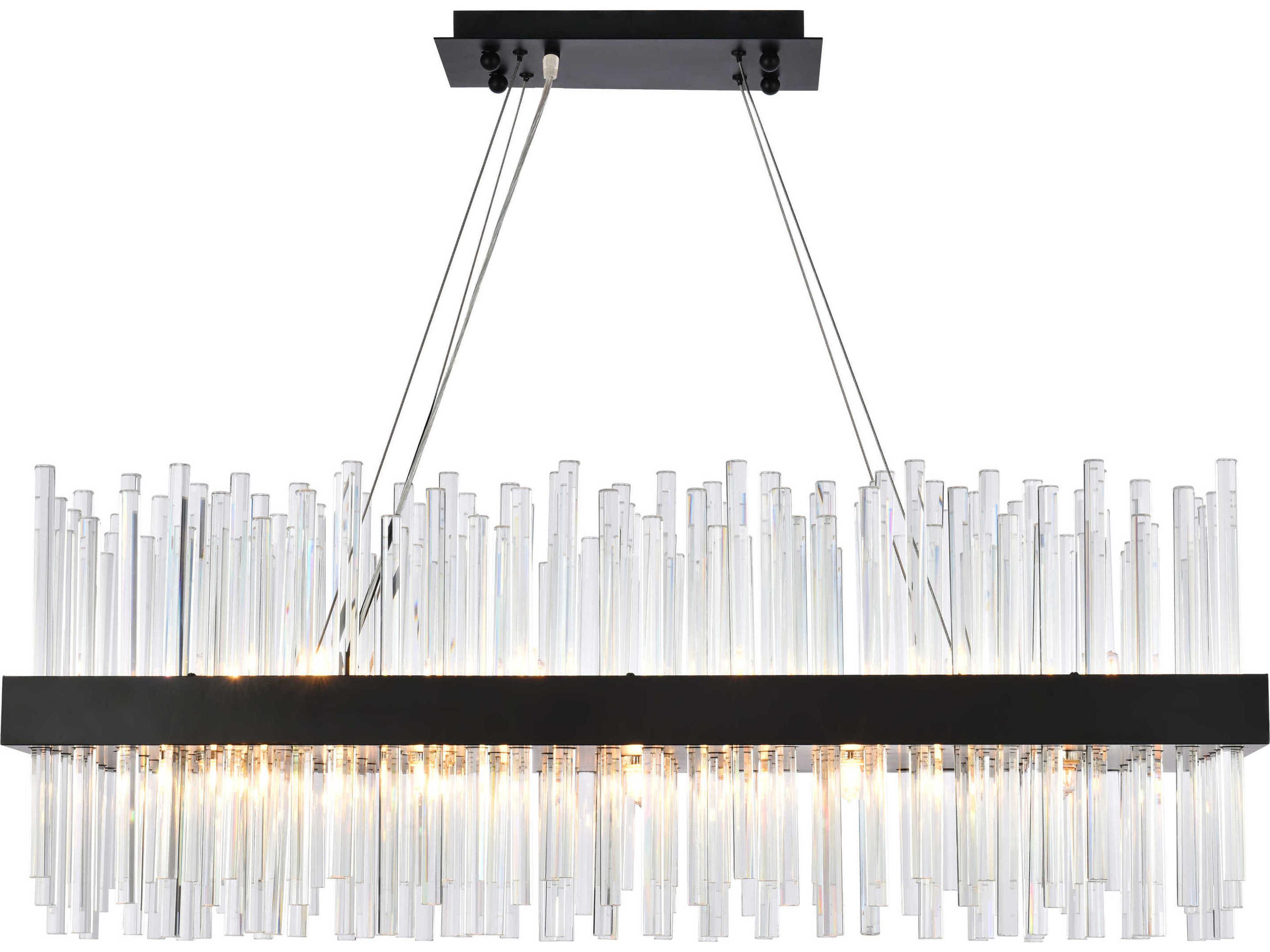 Dallas 20-Light Black Crystal Linear Island Pendant