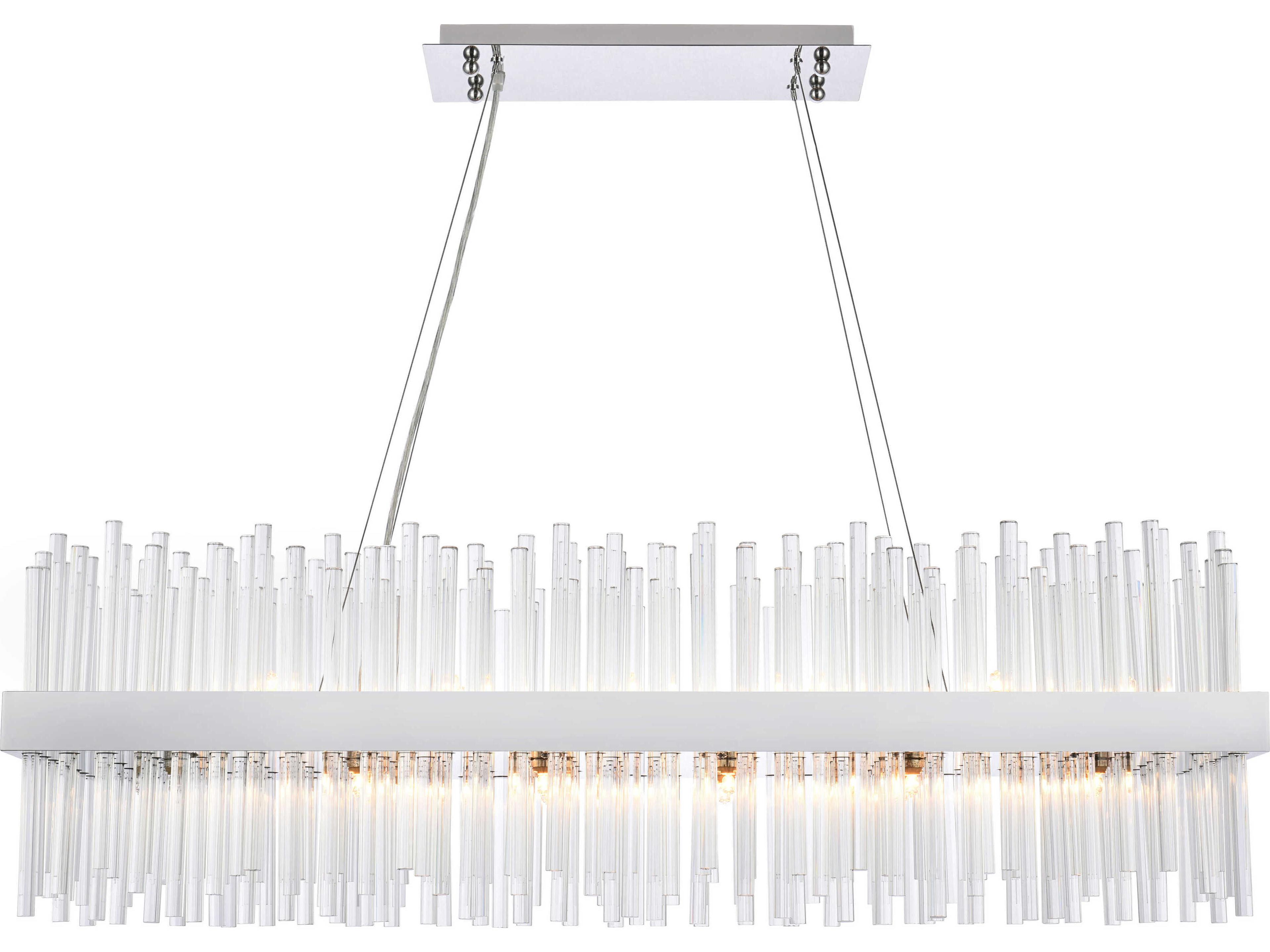 Dallas 24-Light Chrome Crystal Linear Island Pendant