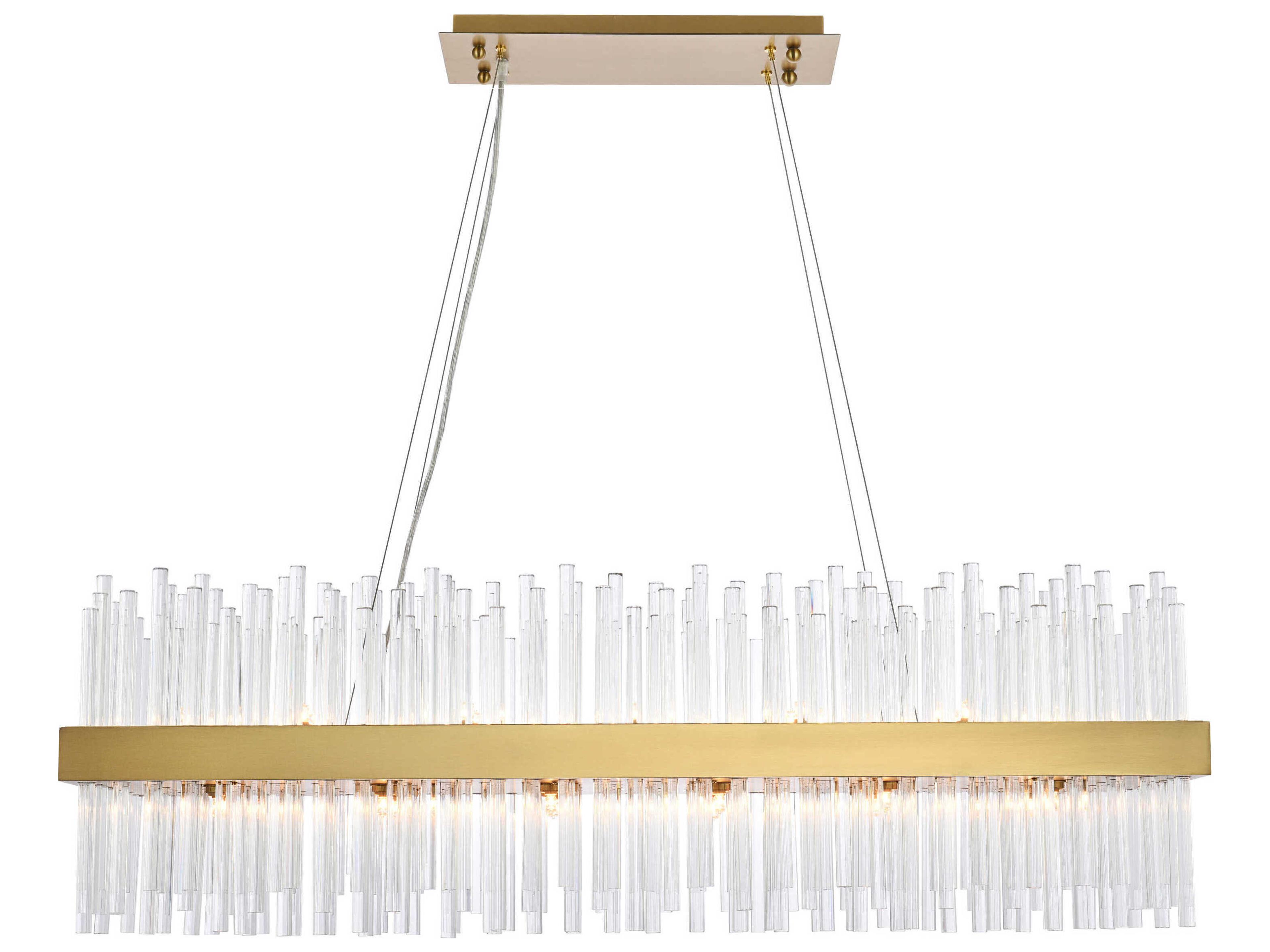Dallas 24-Light Satin Gold Crystal Linear Island Pendant