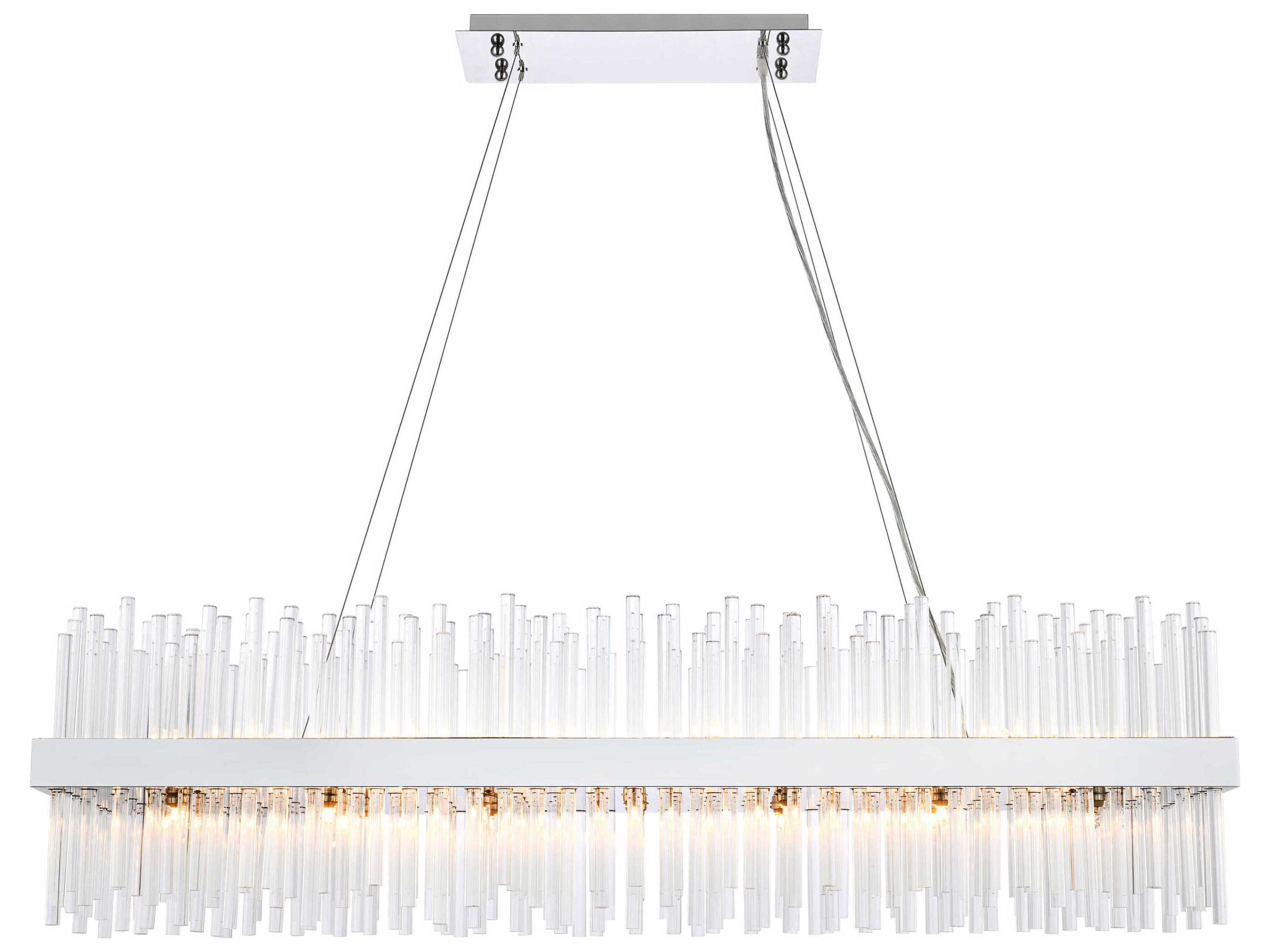 Dallas 28-Light Chrome Crystal Linear Island Pendant