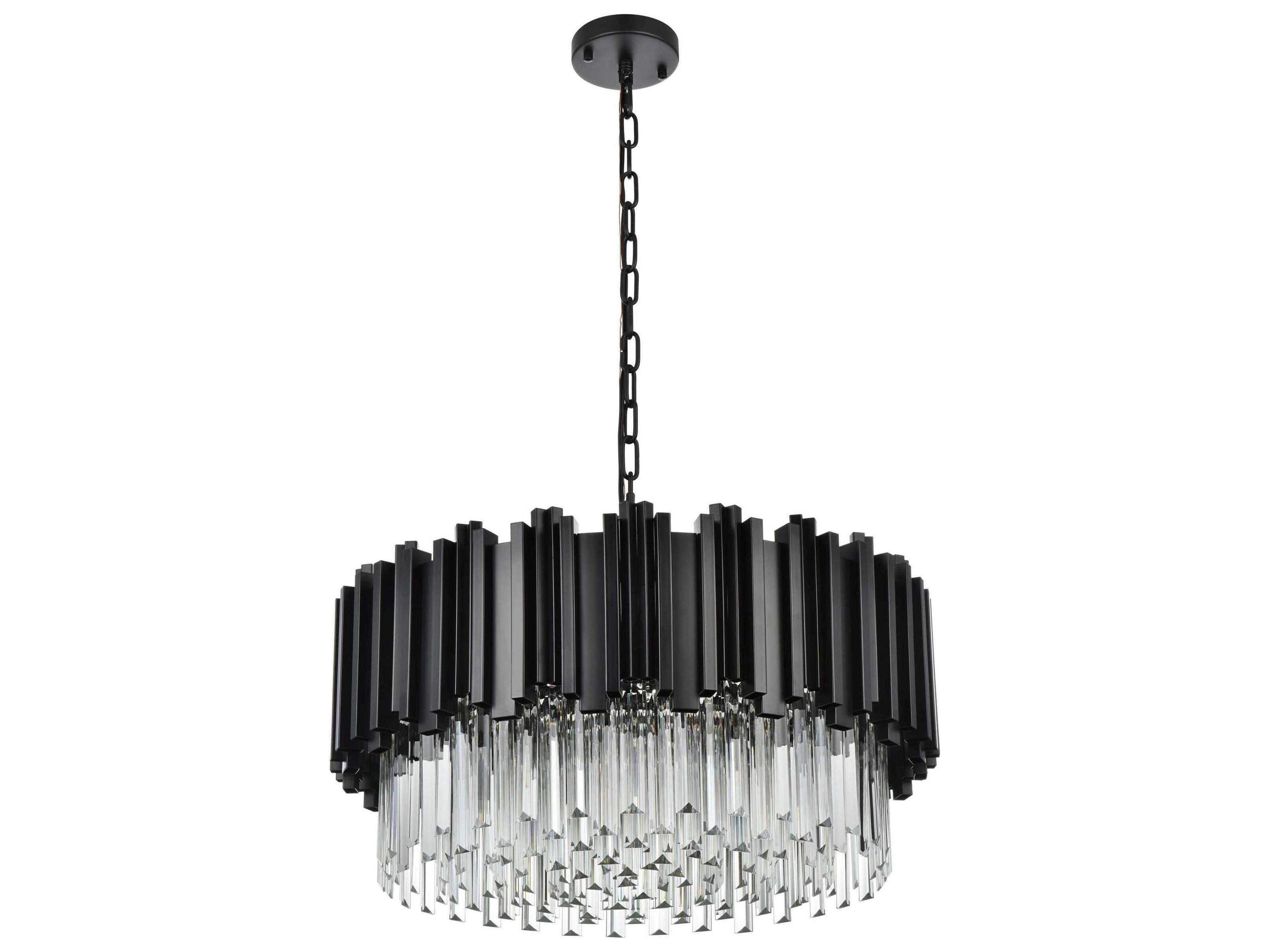 Elegant Lighting Willow 8-Light Black Drum Chandelier