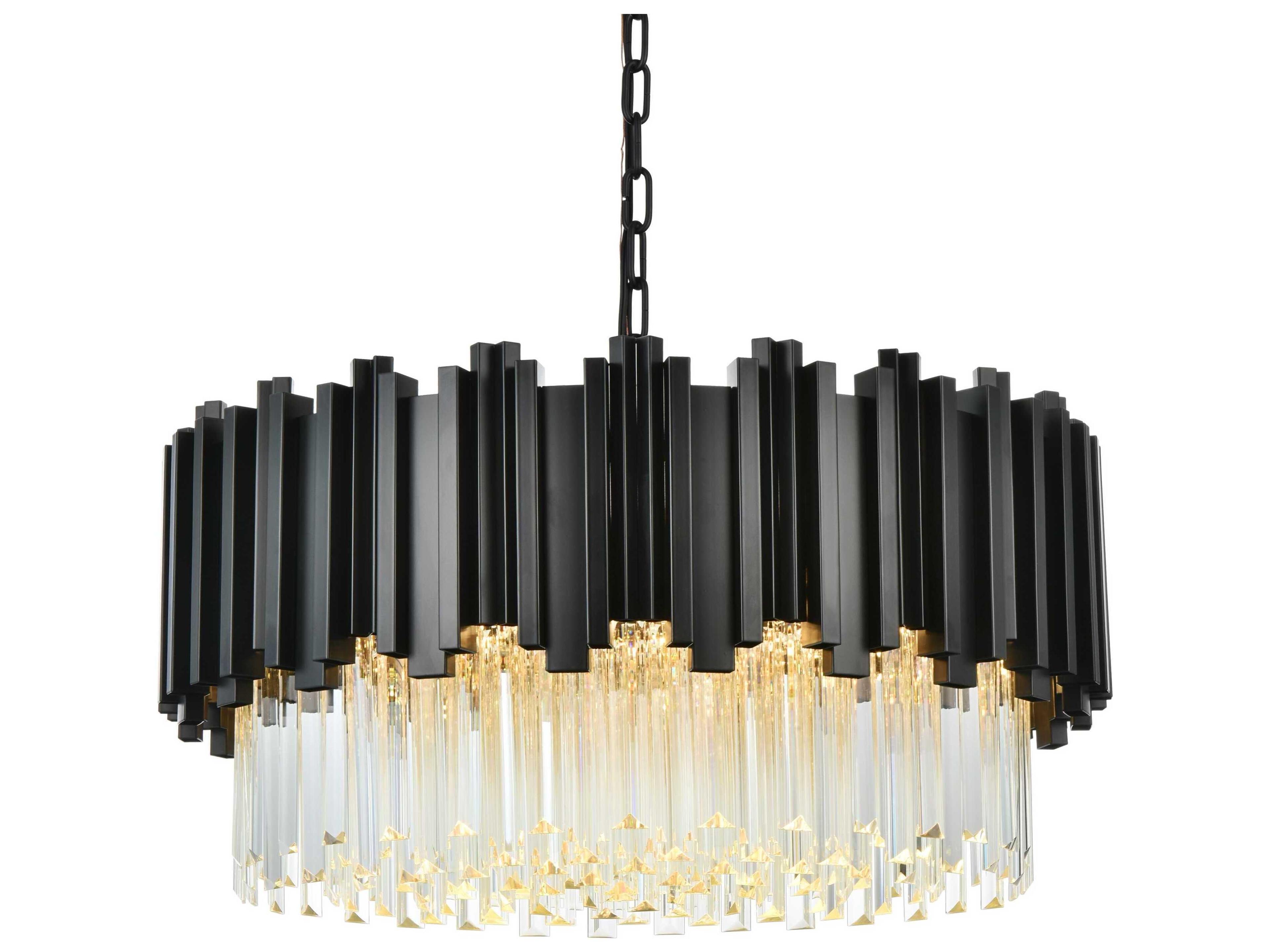 Elegant Lighting Willow 8-Light Black Drum Chandelier