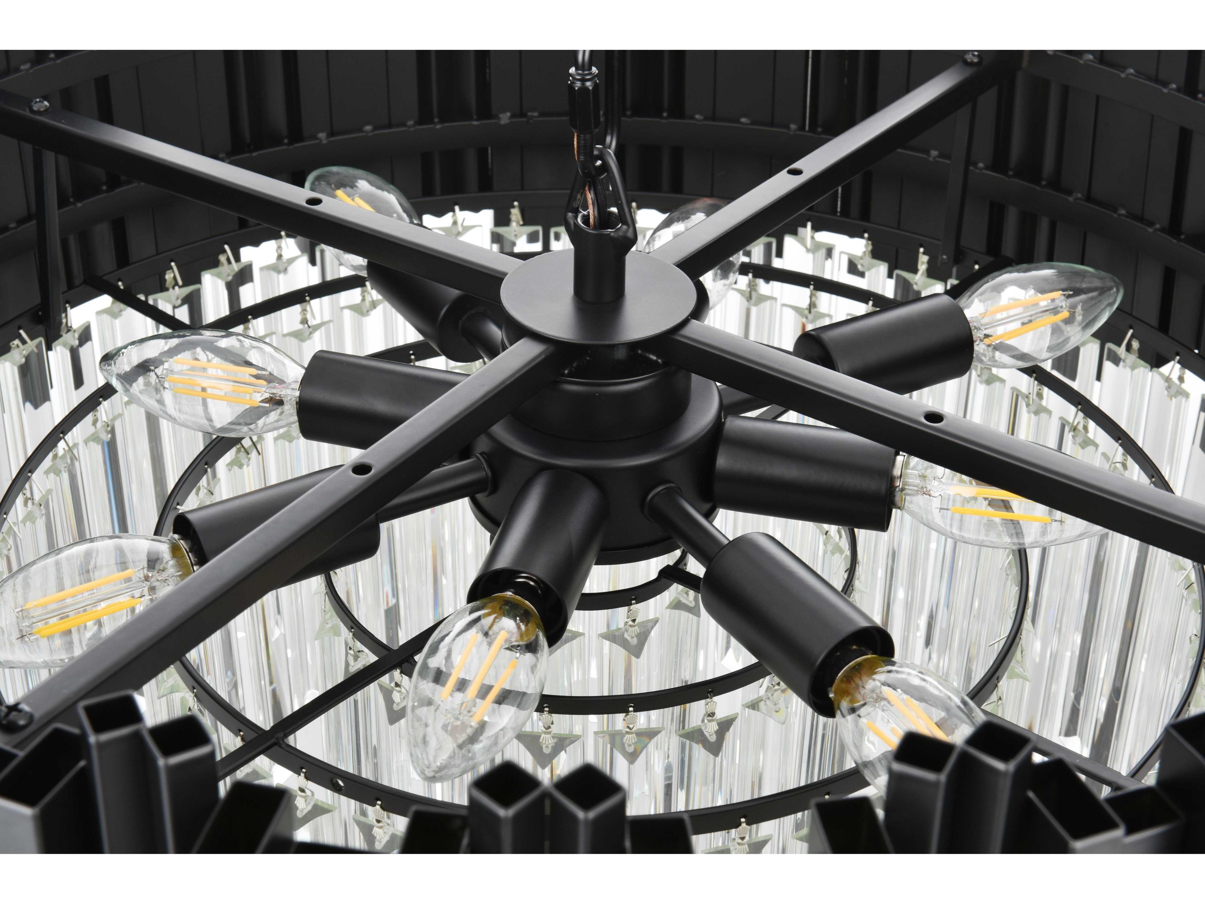 Elegant Lighting Willow 8-Light Black Drum Chandelier