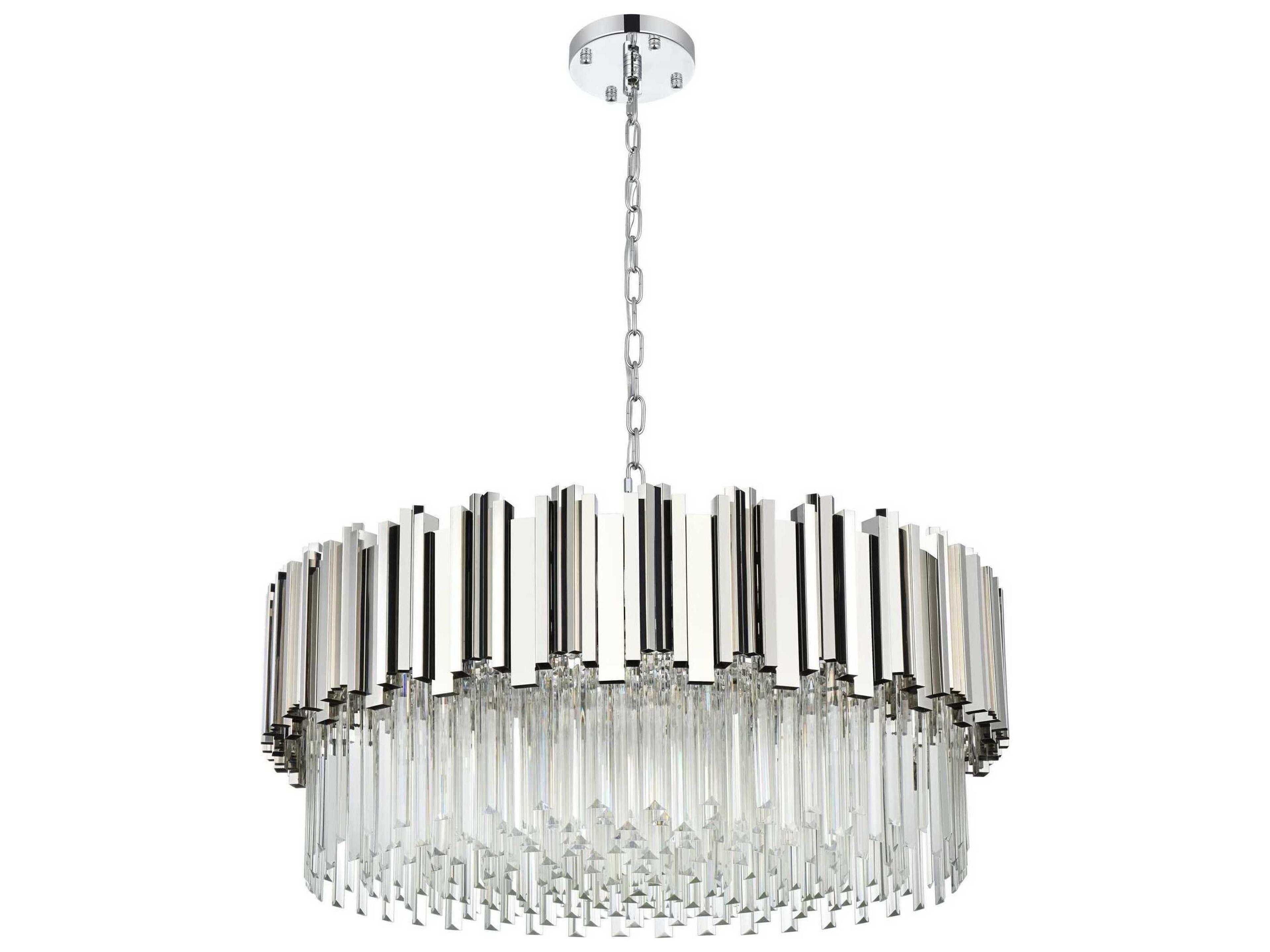Elegant Lighting Willow 10-Light Chrome Drum Chandelier