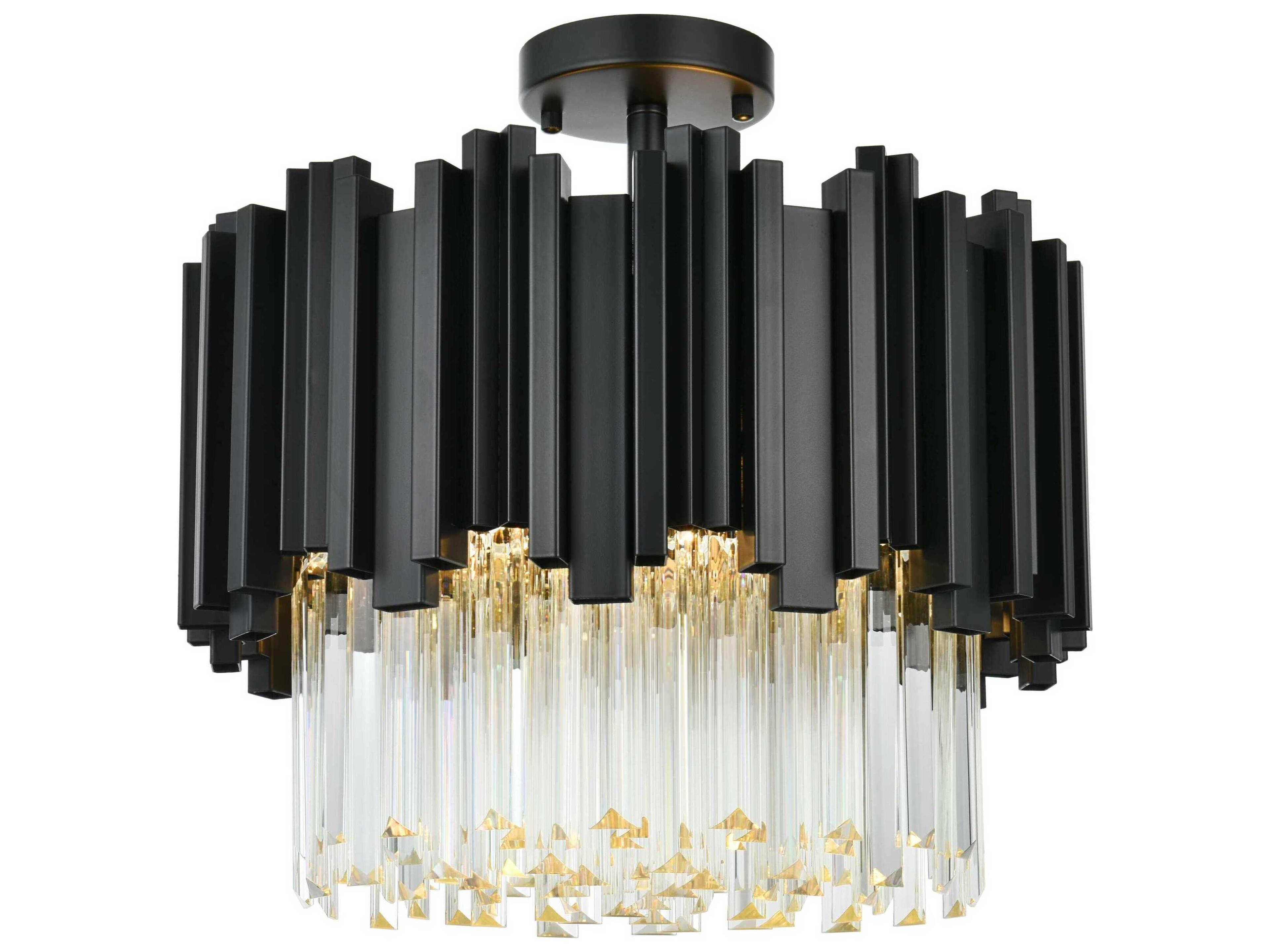 Willow 4-Light Black Drum Semi Flush Mount