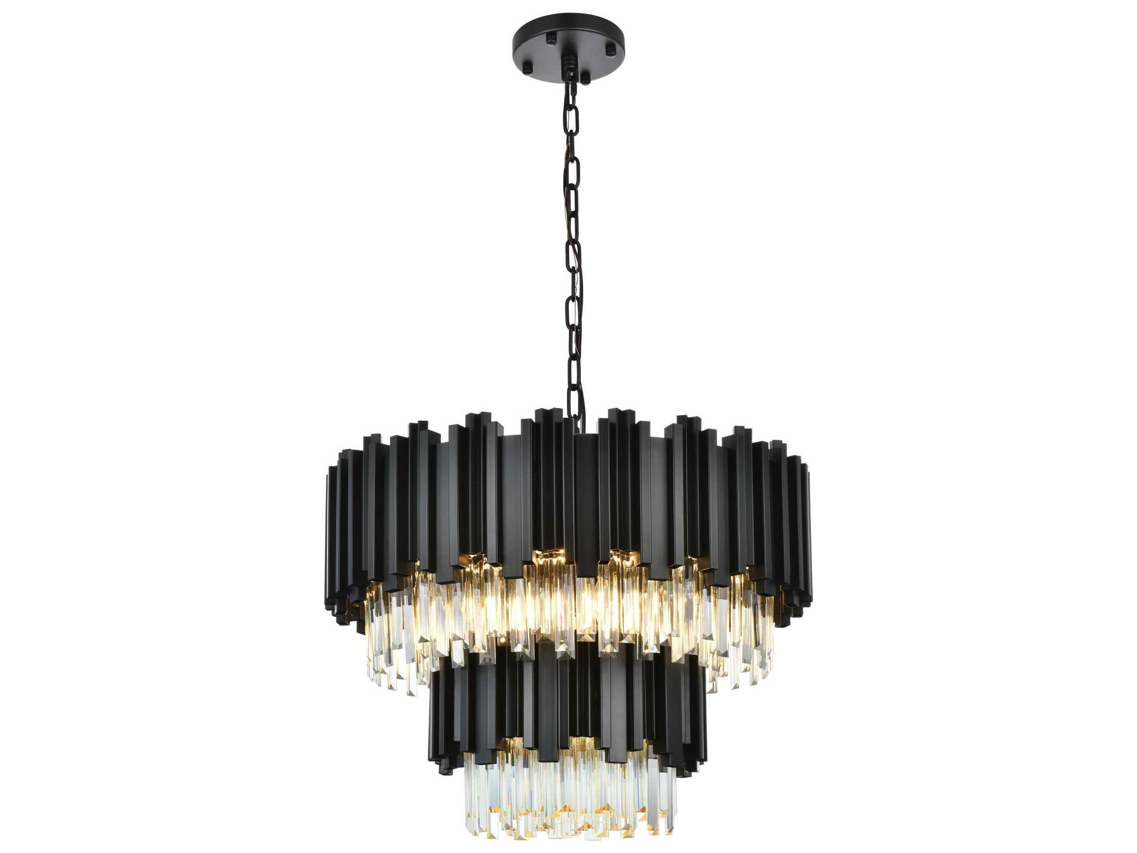 Willow 8-Light Black Drum Tiered Chandelier